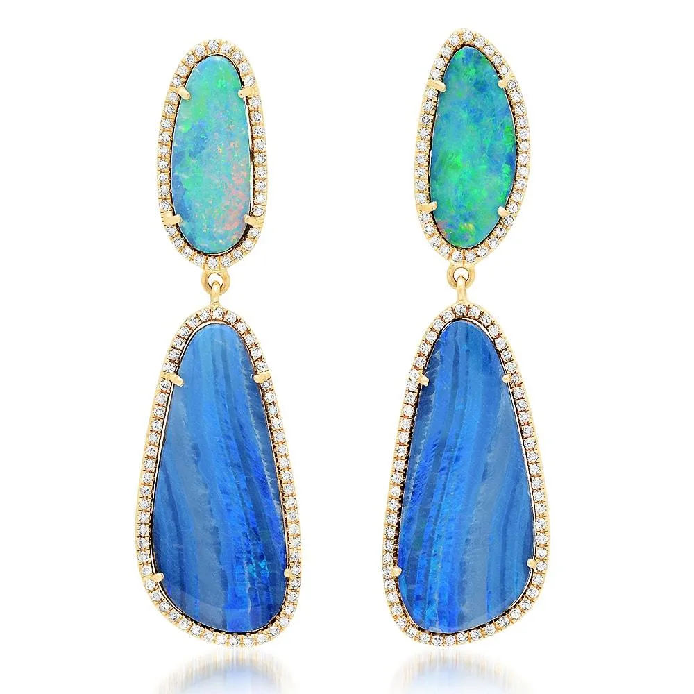 PATIENCE DIAMOND EARRING, BLUE OPAL