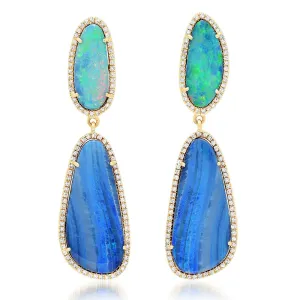 PATIENCE DIAMOND EARRING, BLUE OPAL