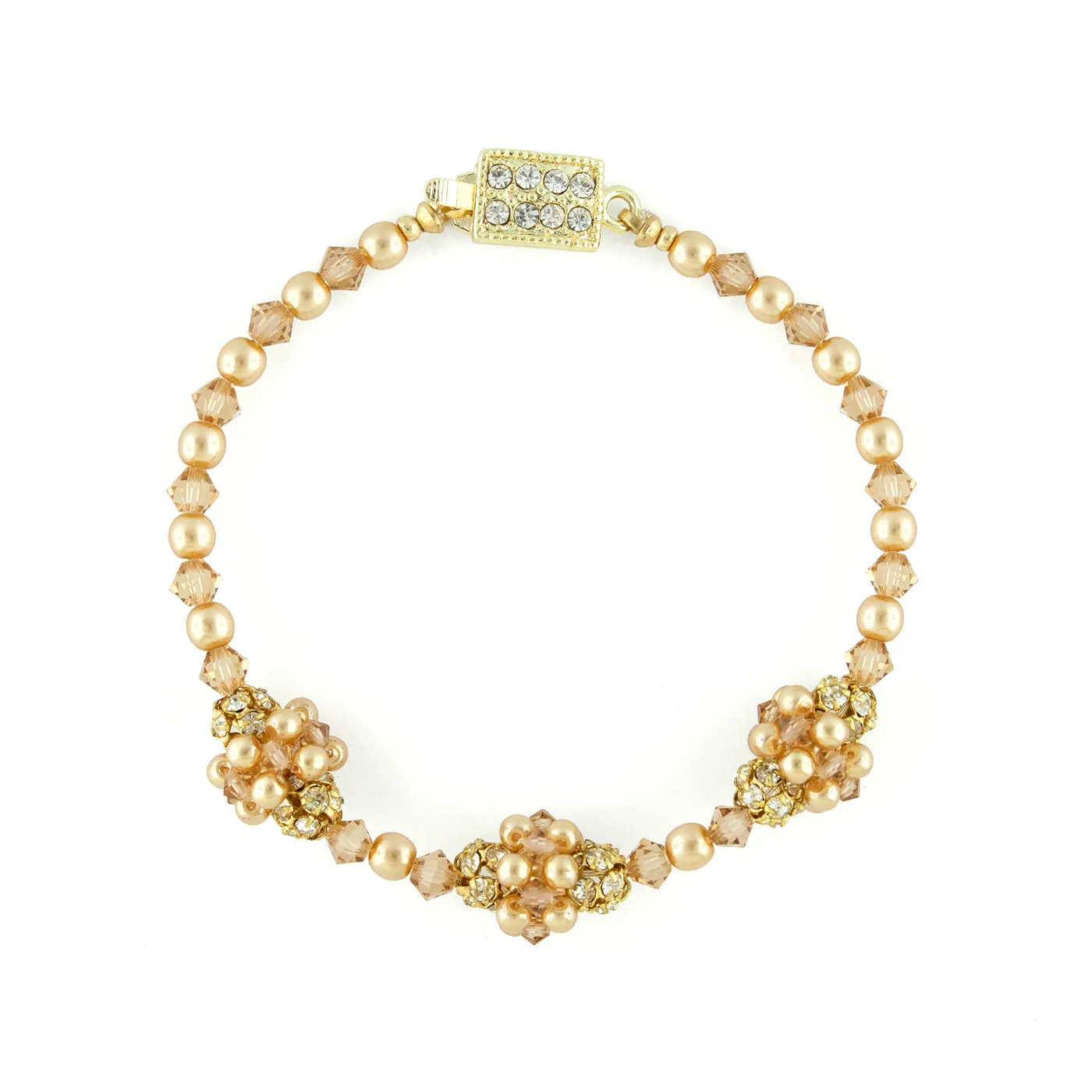 Pearl & Crystal Multi Cluster Bracelet