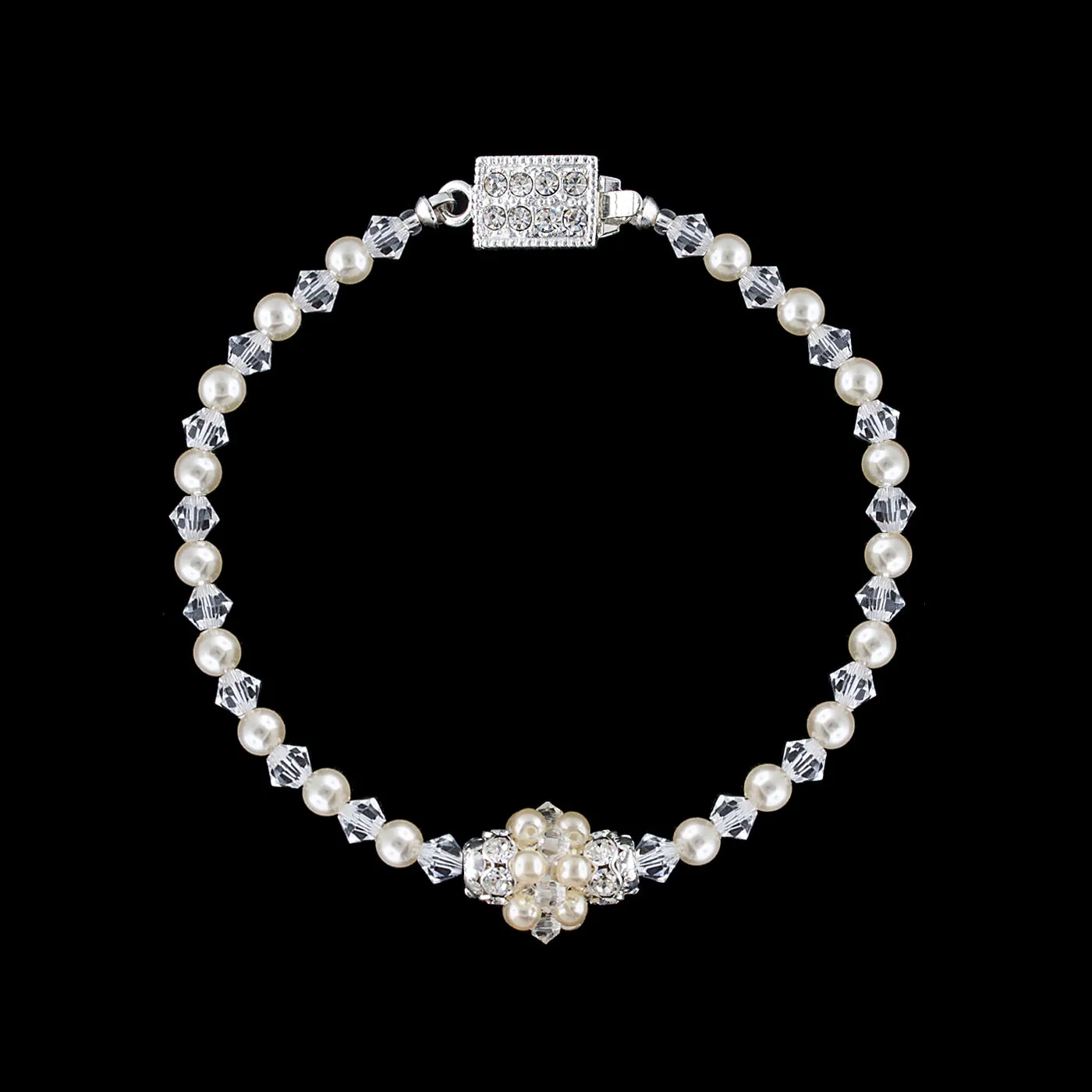 Pearl & Crystal Multi Cluster Bracelet