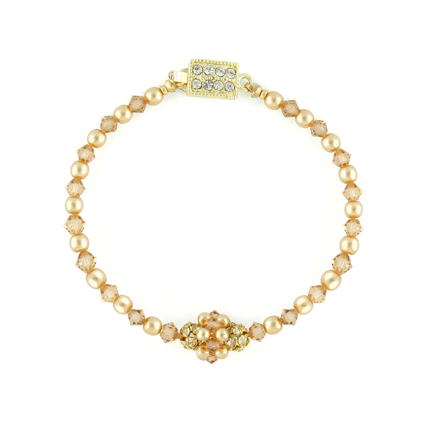 Pearl & Crystal Multi Cluster Bracelet