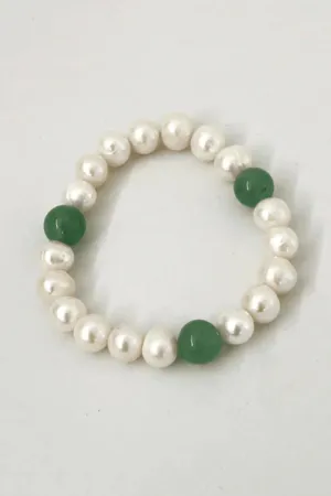 Pearl & Green Jade Bracelet