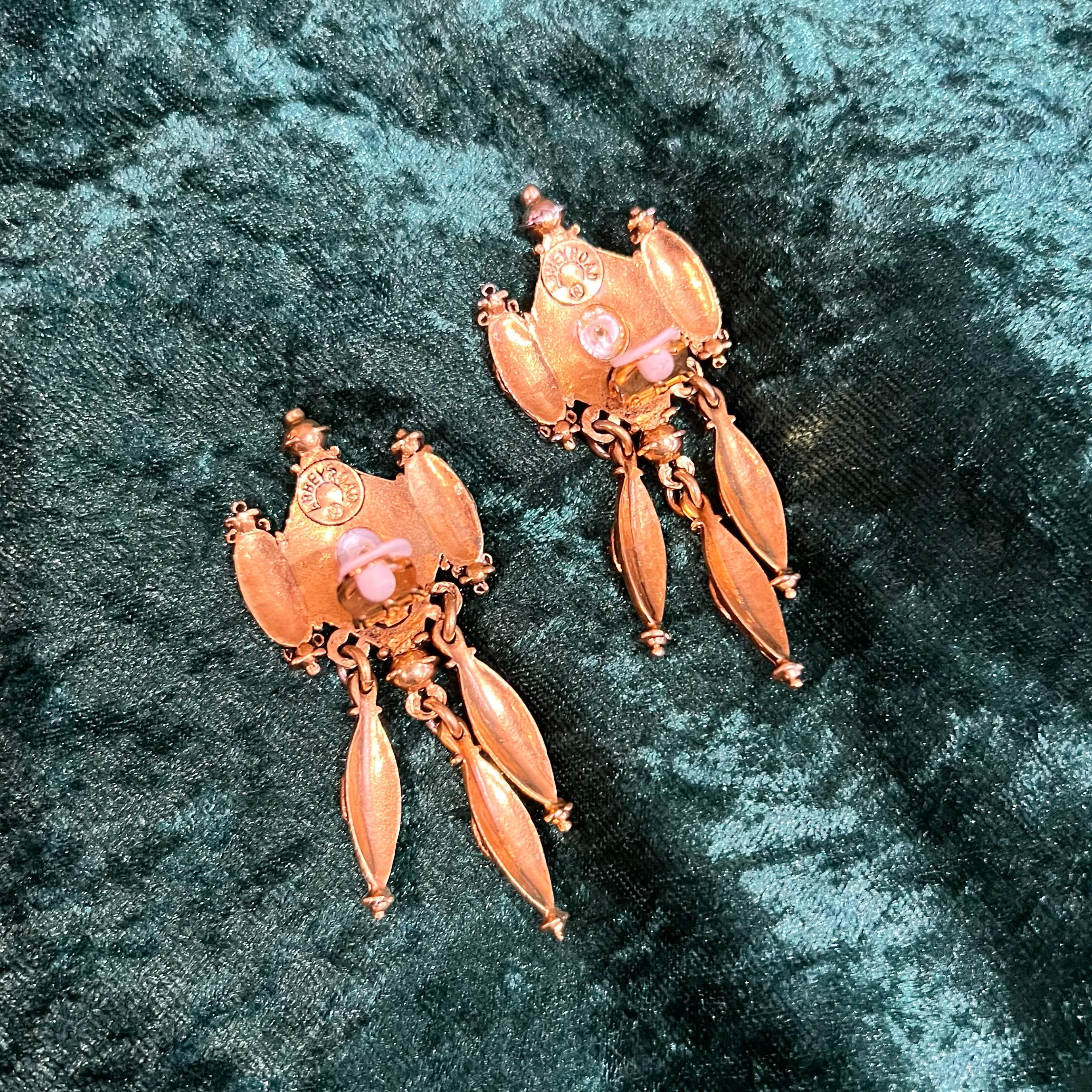 Pearl and Gold Chandelier Statement Earrings by Abbey Road