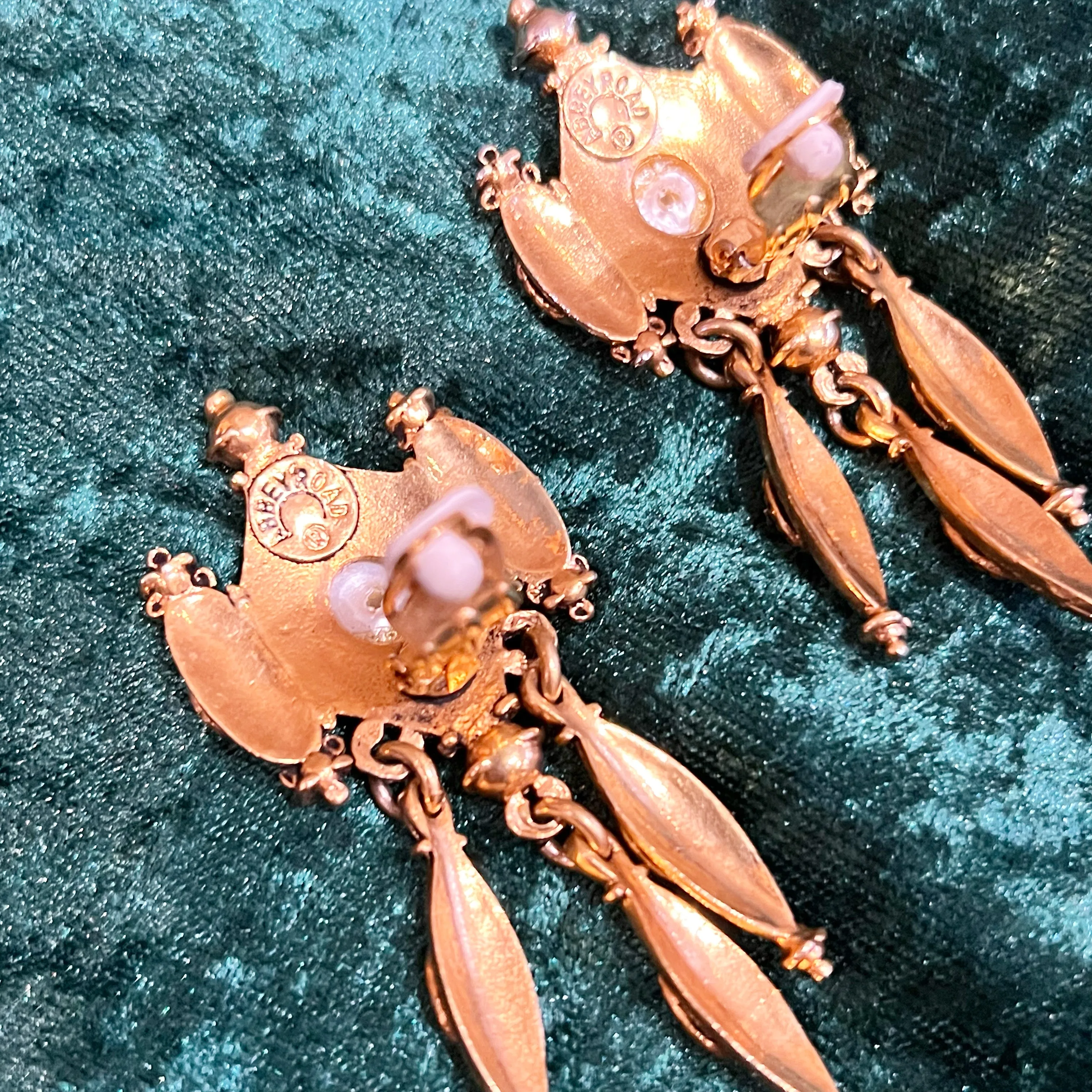 Pearl and Gold Chandelier Statement Earrings by Abbey Road
