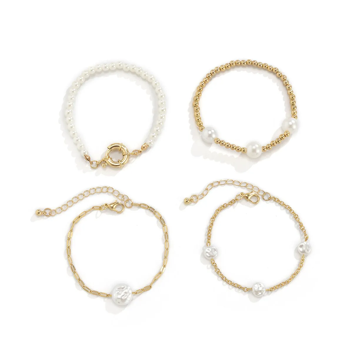 Personalized Irregular Beaded Pearl Bracelet Set