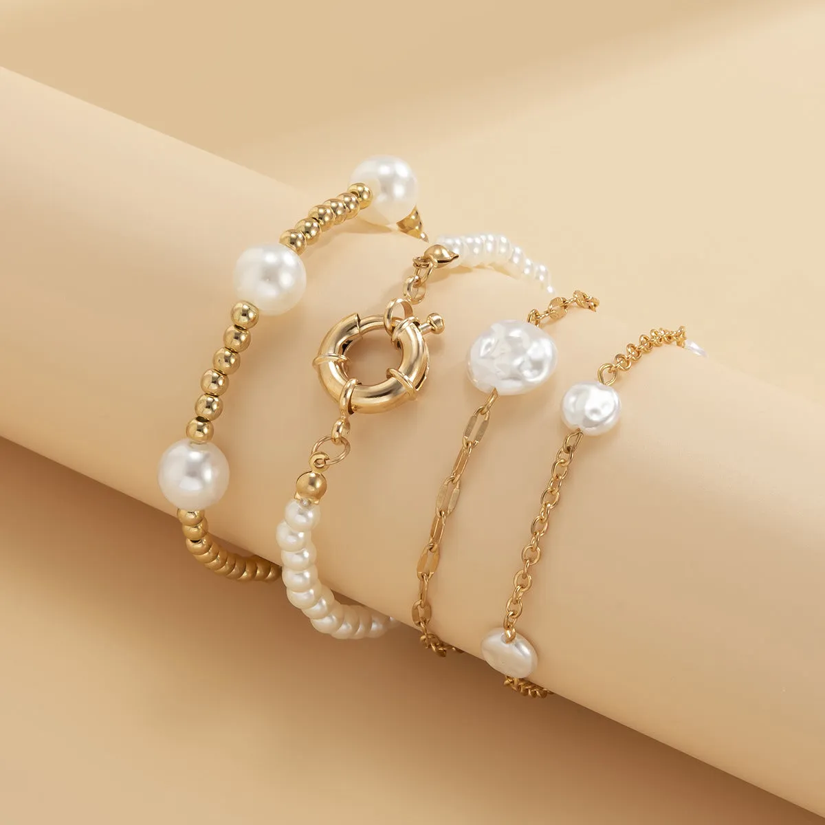 Personalized Irregular Beaded Pearl Bracelet Set