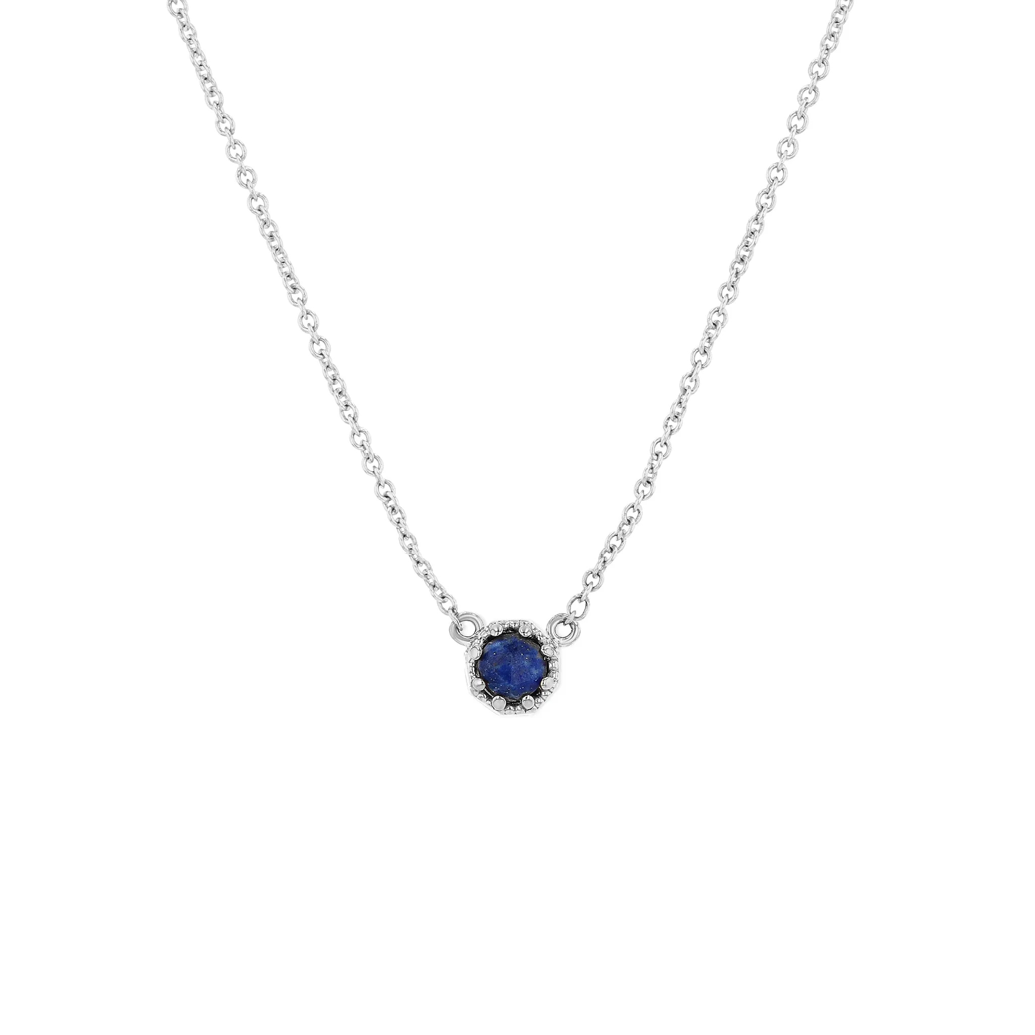 Petite Crown Bezel Lapis Necklace
