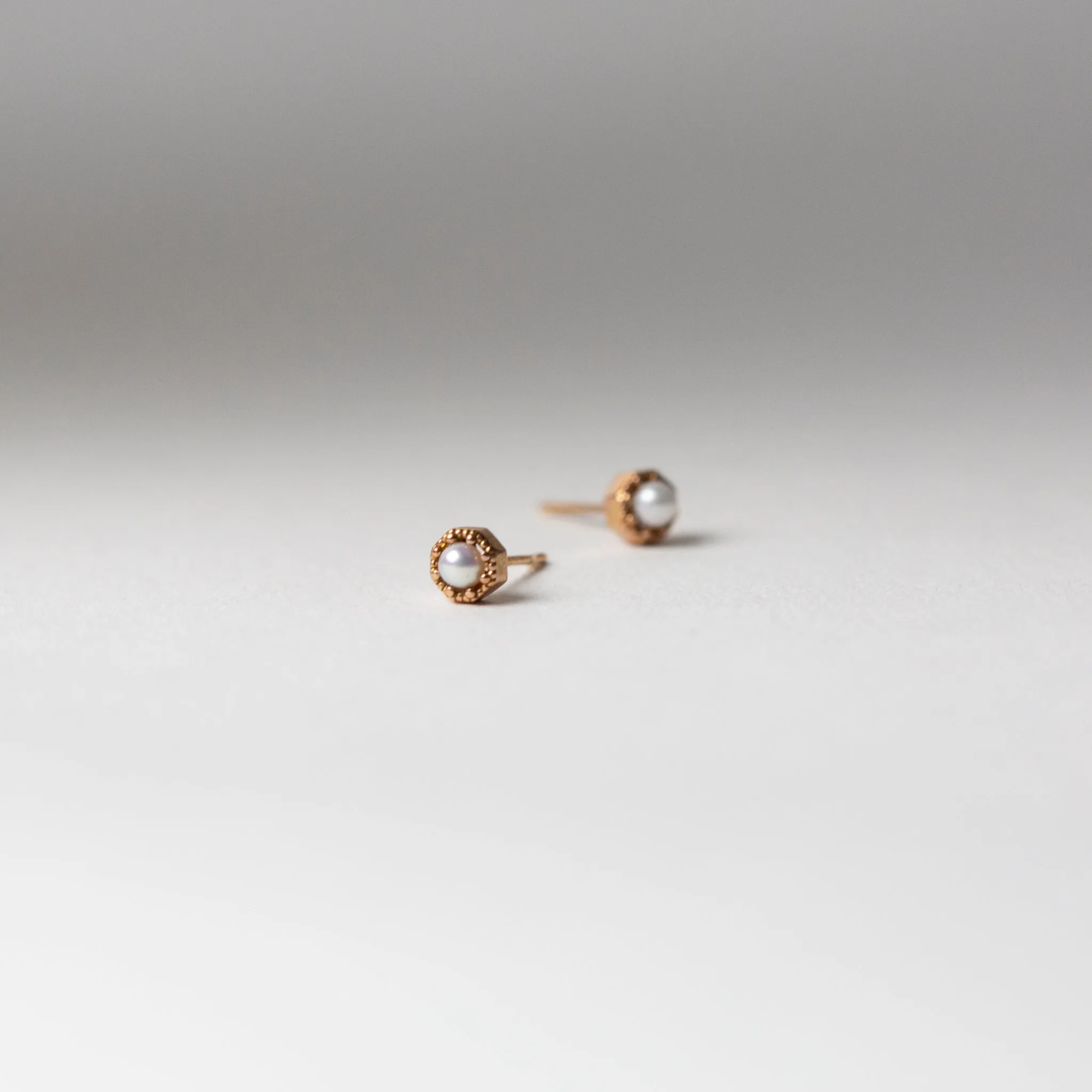 Petite Crown Bezel Pearl Earrings