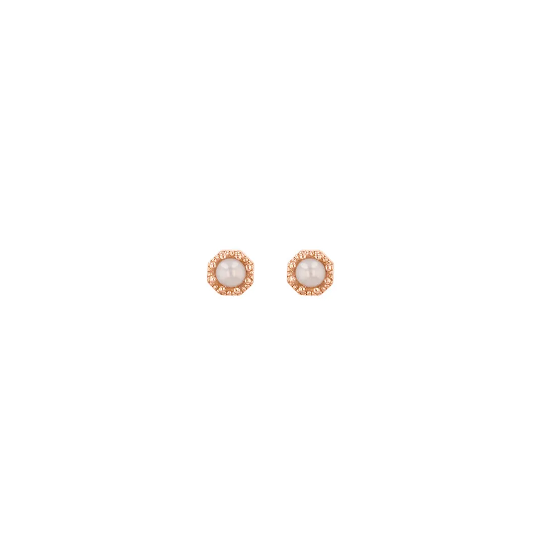 Petite Crown Bezel Pearl Earrings