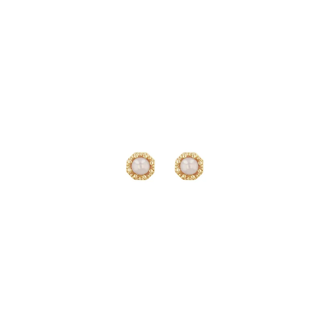 Petite Crown Bezel Pearl Earrings