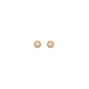 Petite Crown Bezel Pearl Earrings