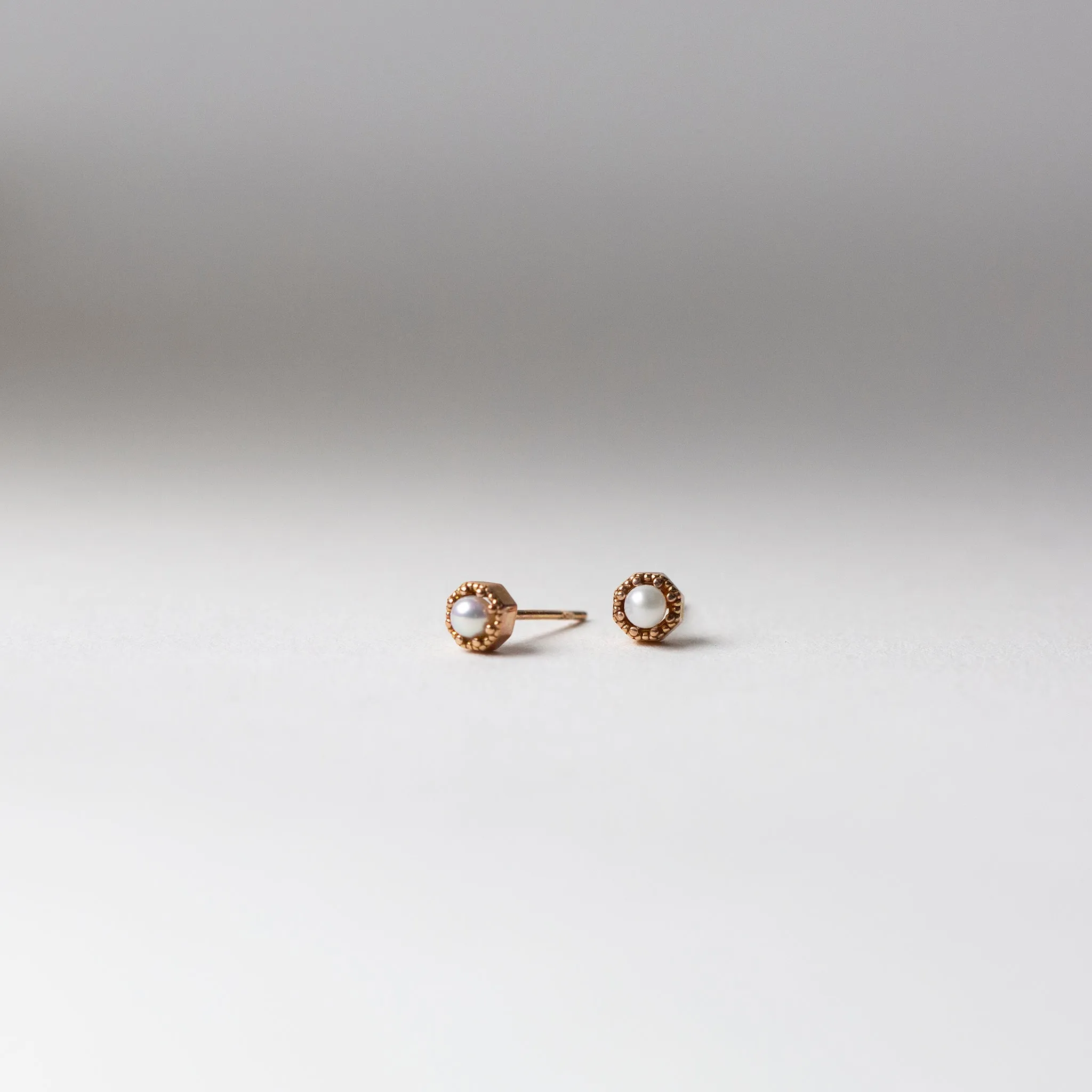 Petite Crown Bezel Pearl Earrings