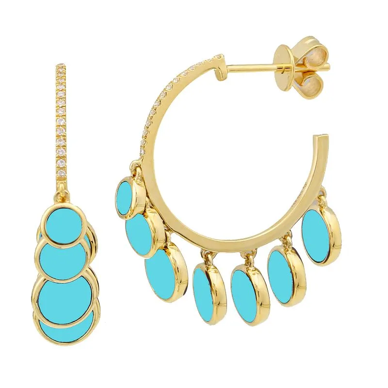 Pink Opal Dangle Stud Hoops