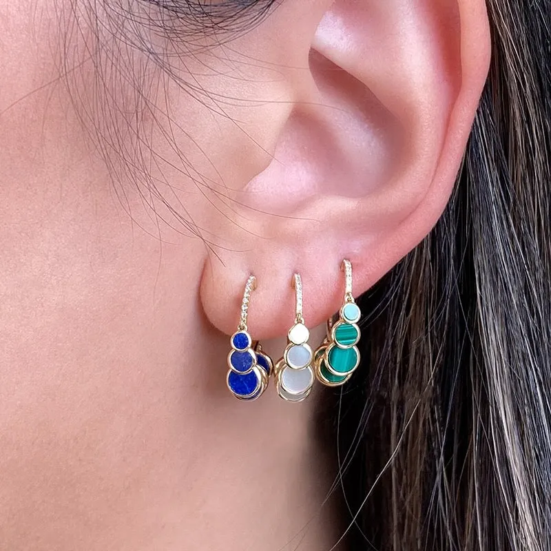 Pink Opal Dangle Stud Hoops