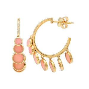 Pink Opal Dangle Stud Hoops