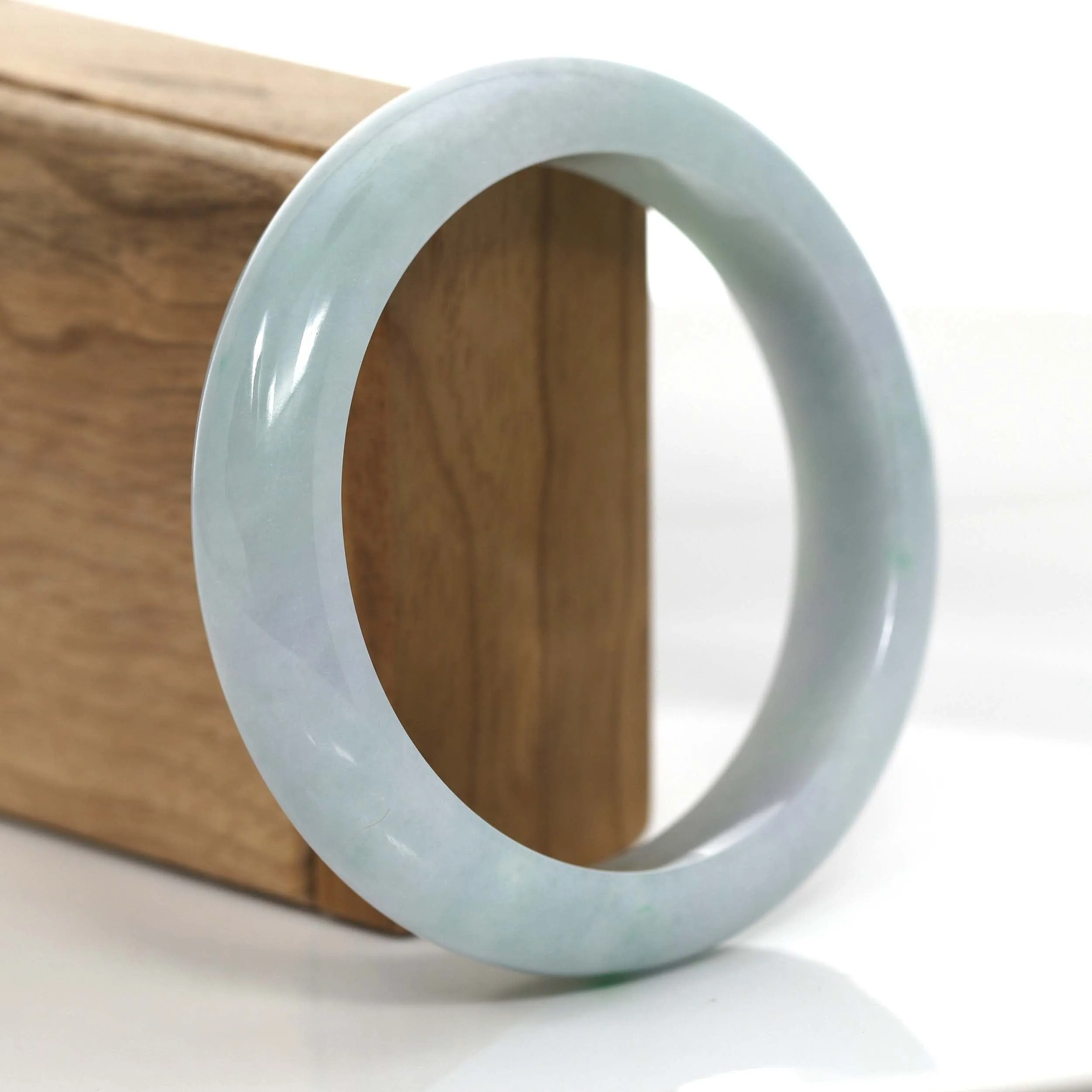 "Princess Half Round" Blue- Green Natural Burmese Jadeite Jade Bangle (61.29 mm) #716