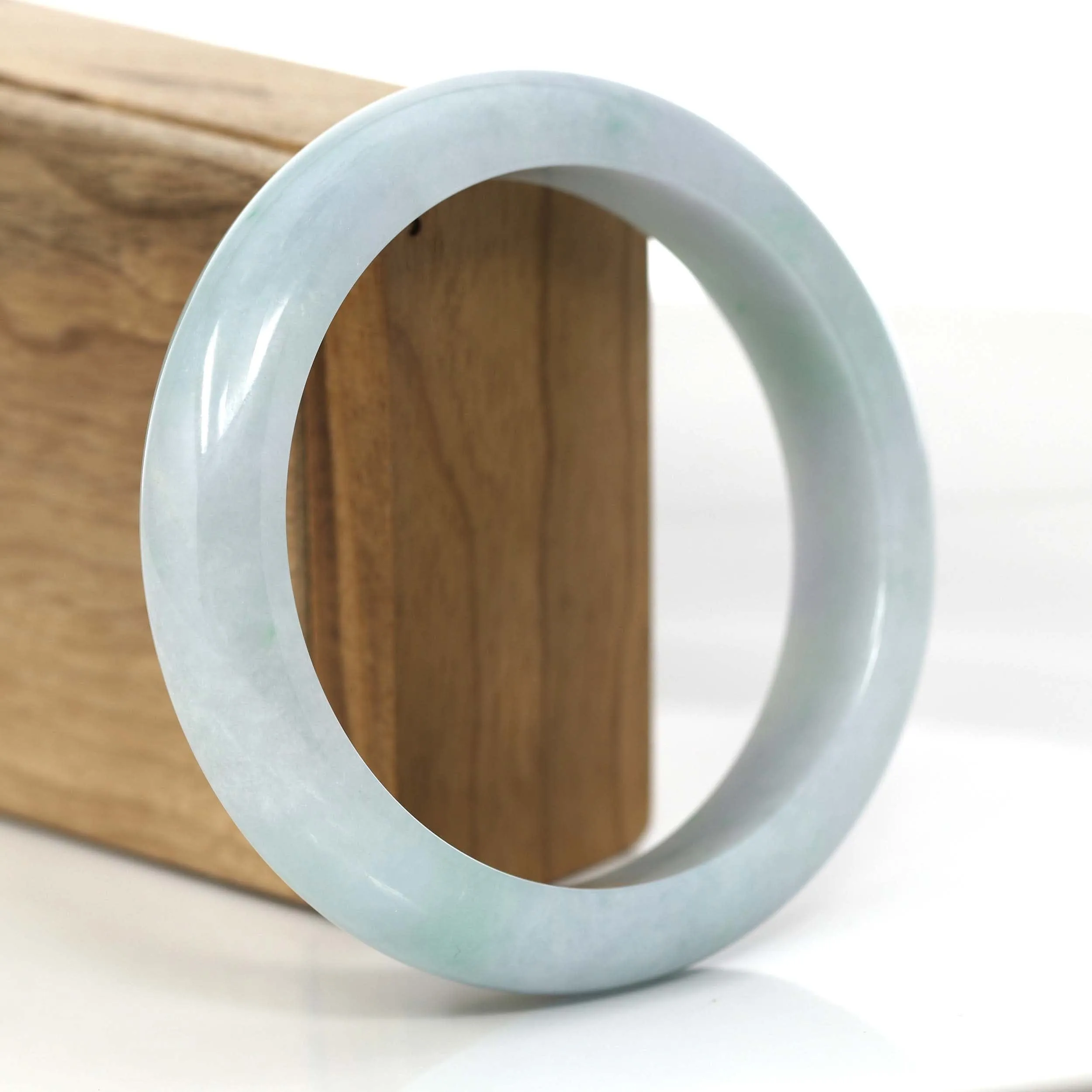 "Princess Half Round" Blue- Green Natural Burmese Jadeite Jade Bangle (61.29 mm) #716
