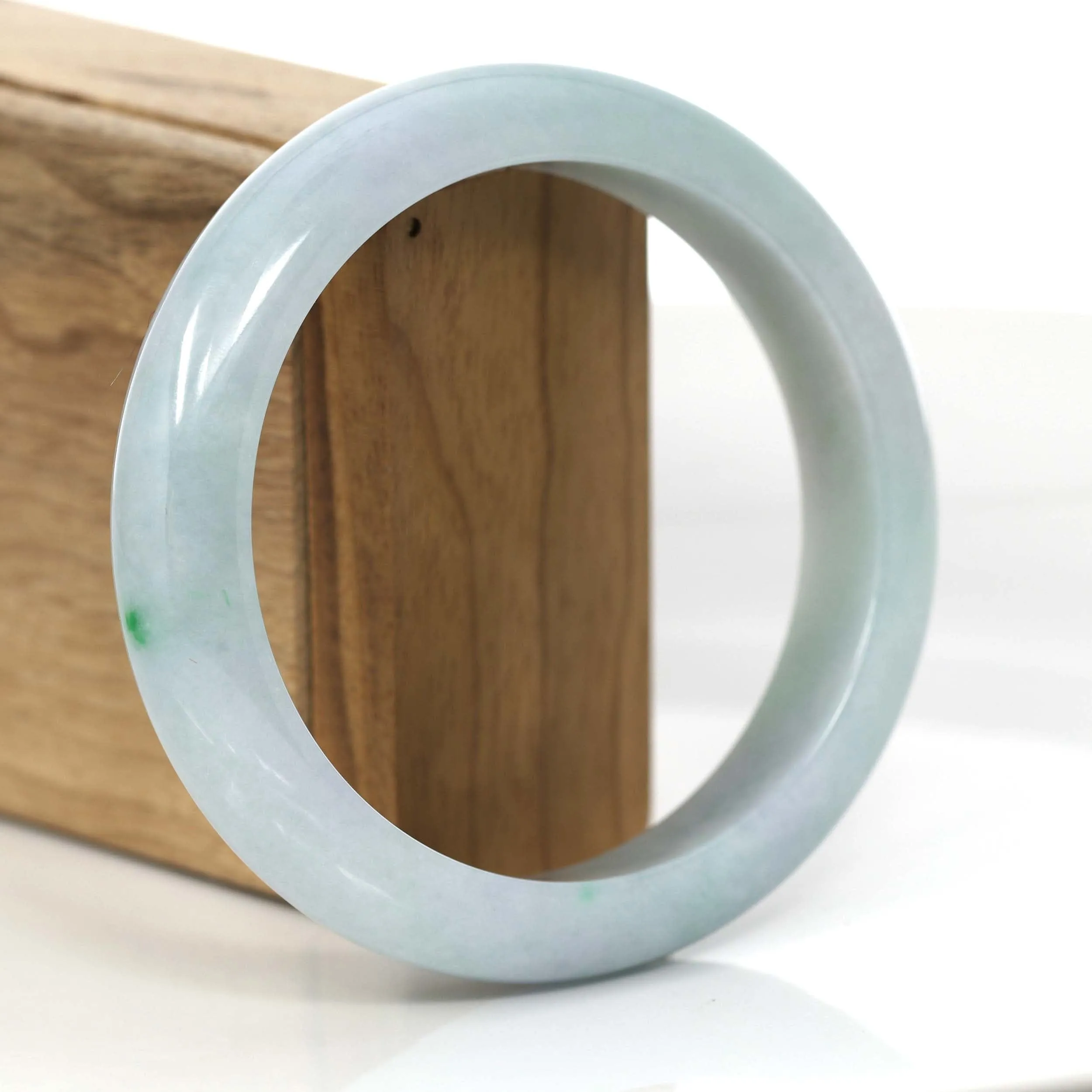"Princess Half Round" Blue- Green Natural Burmese Jadeite Jade Bangle (61.29 mm) #716