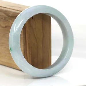 "Princess Half Round" Blue- Green Natural Burmese Jadeite Jade Bangle (61.29 mm) #716