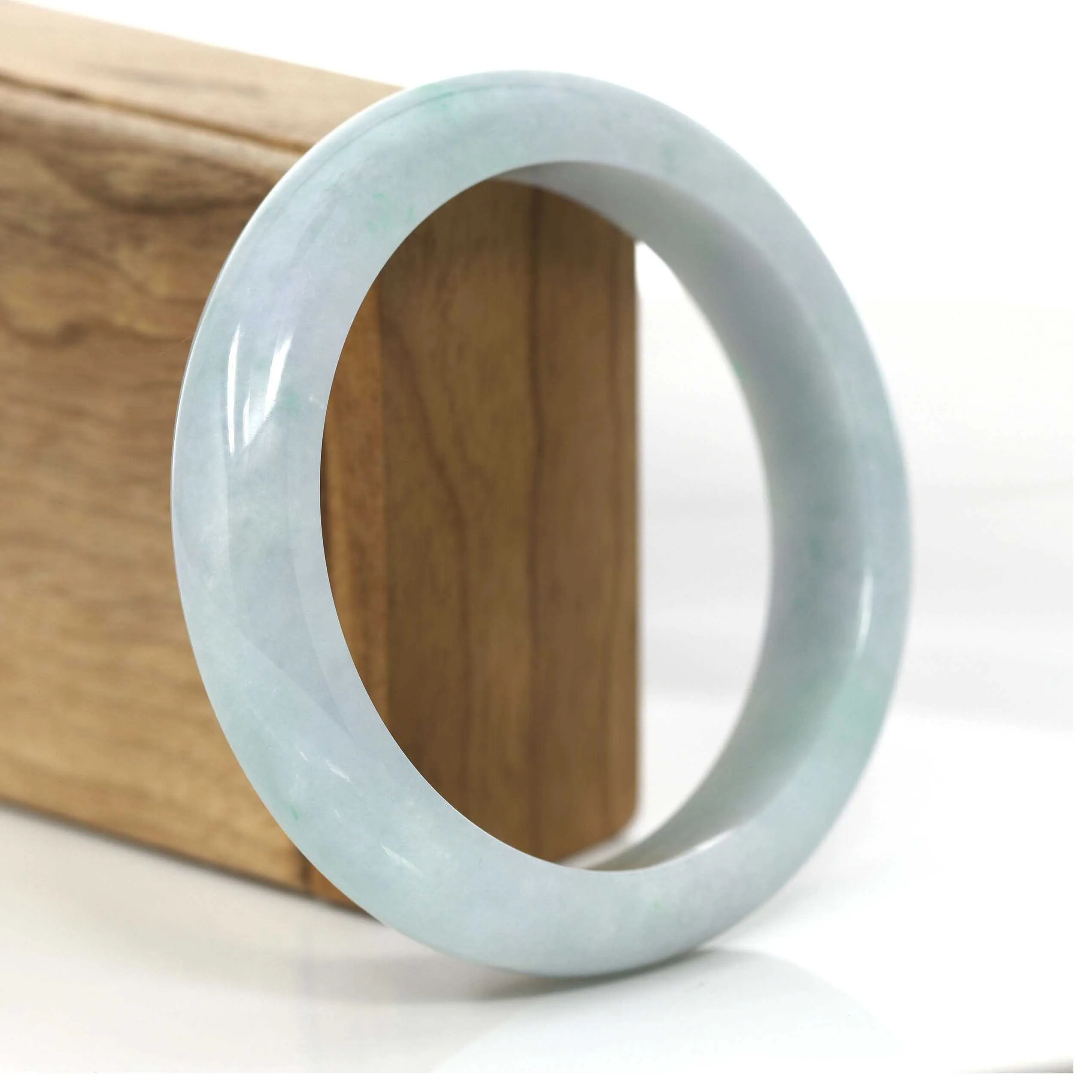 "Princess Half Round" Blue- Green Natural Burmese Jadeite Jade Bangle (61.29 mm) #716