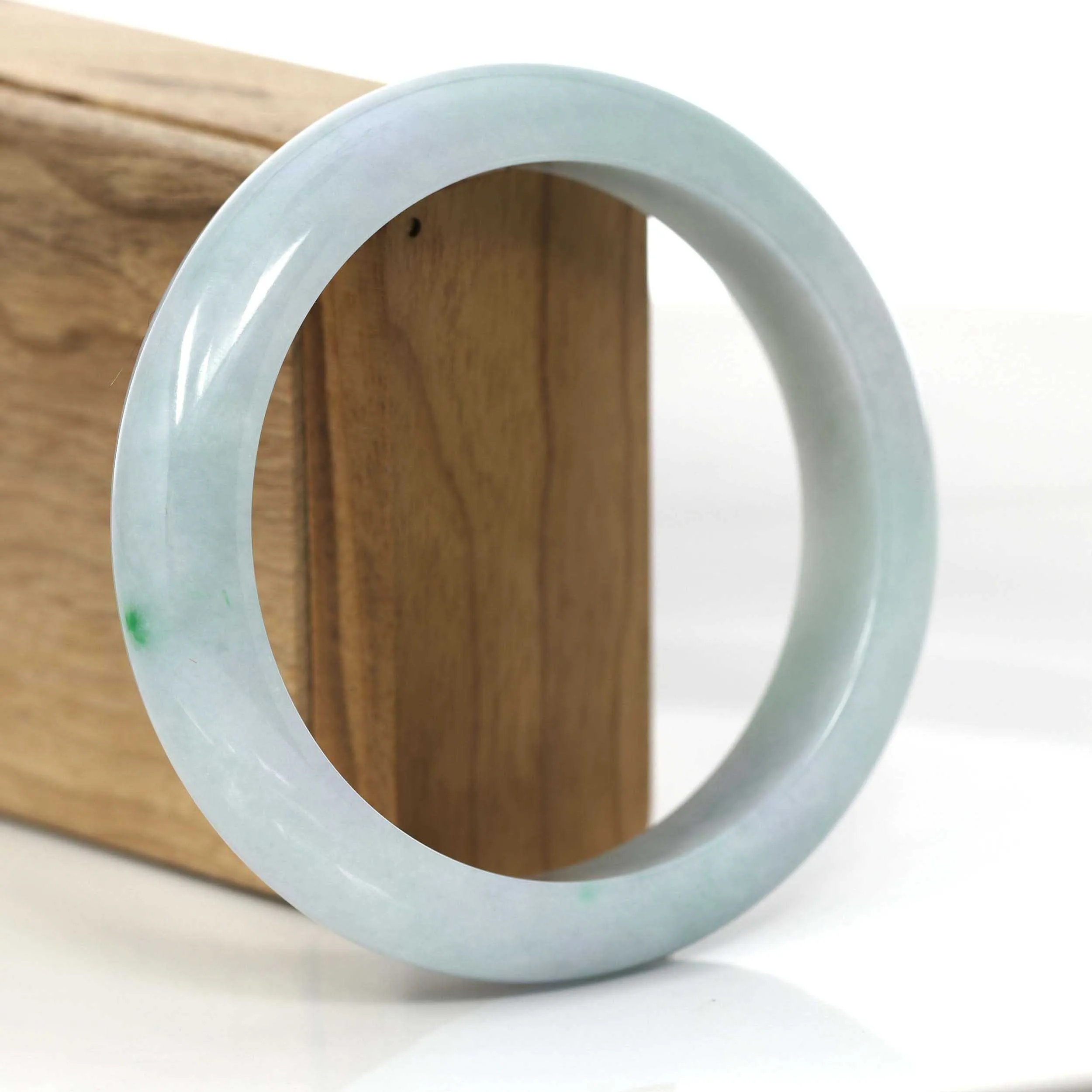 "Princess Half Round" Blue- Green Natural Burmese Jadeite Jade Bangle (61.29 mm) #716