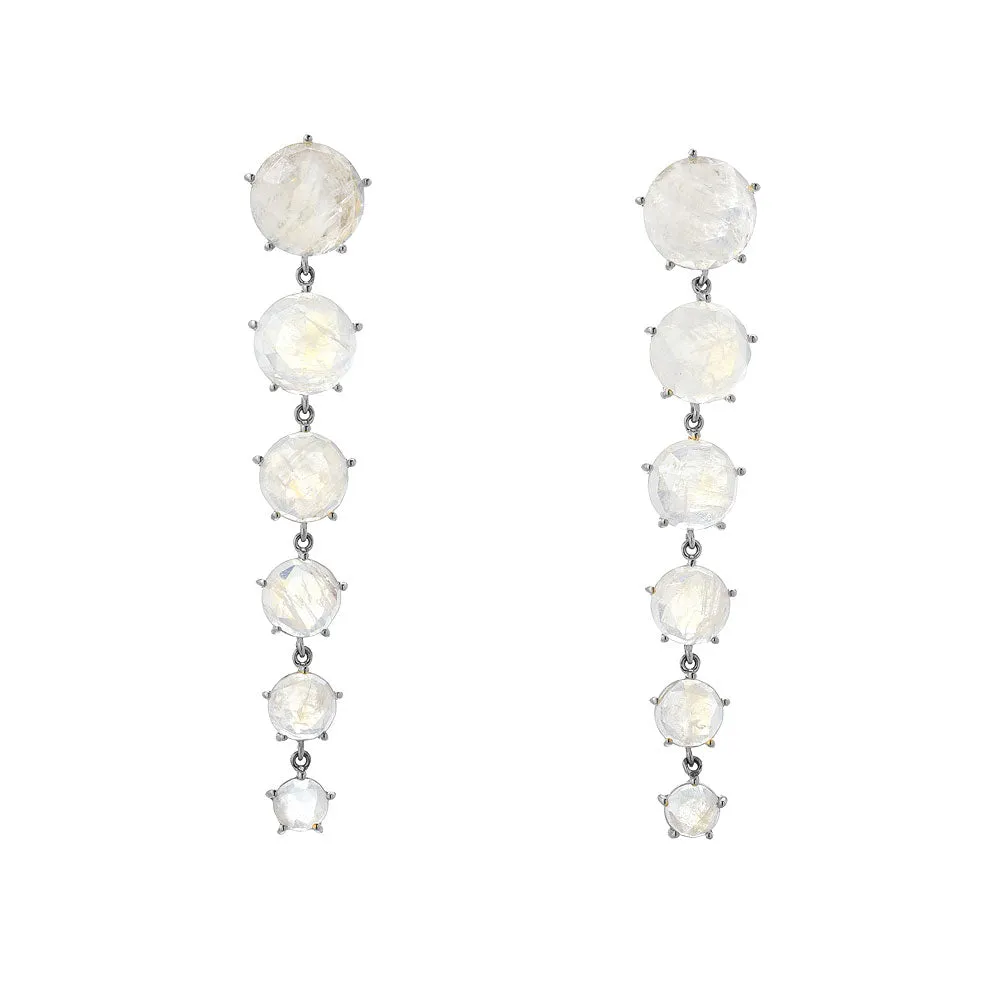 Rainbow Moonstone Cascade Post Earrings