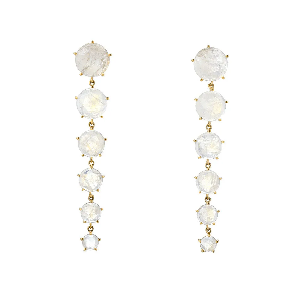 Rainbow Moonstone Cascade Post Earrings