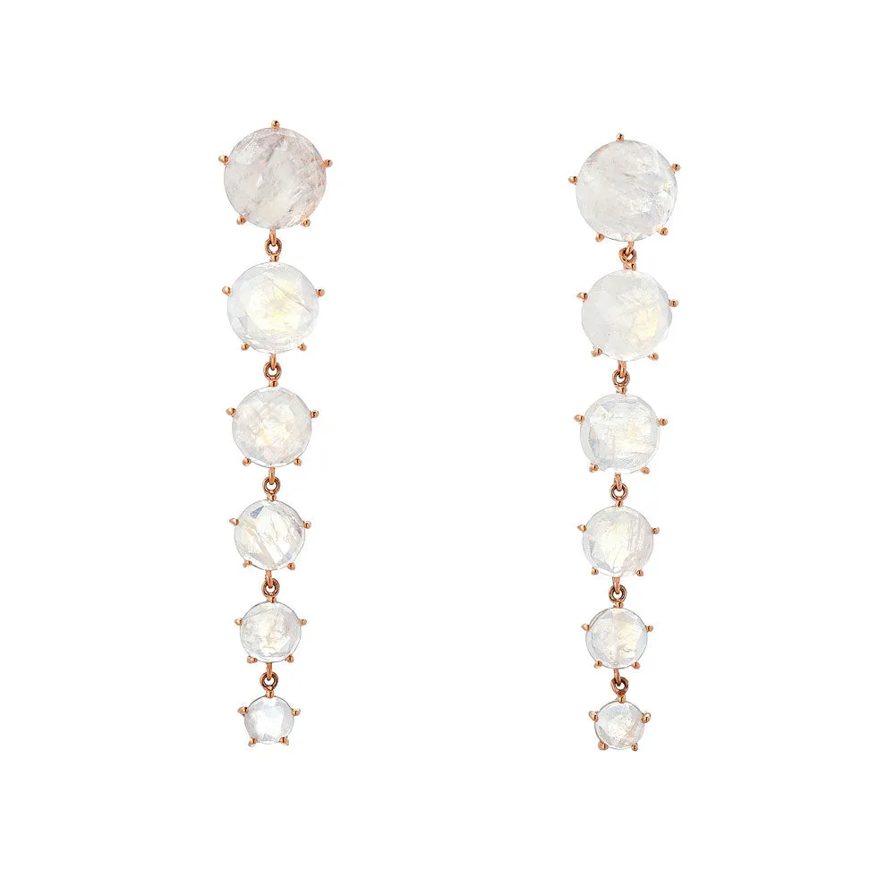 Rainbow Moonstone Cascade Post Earrings