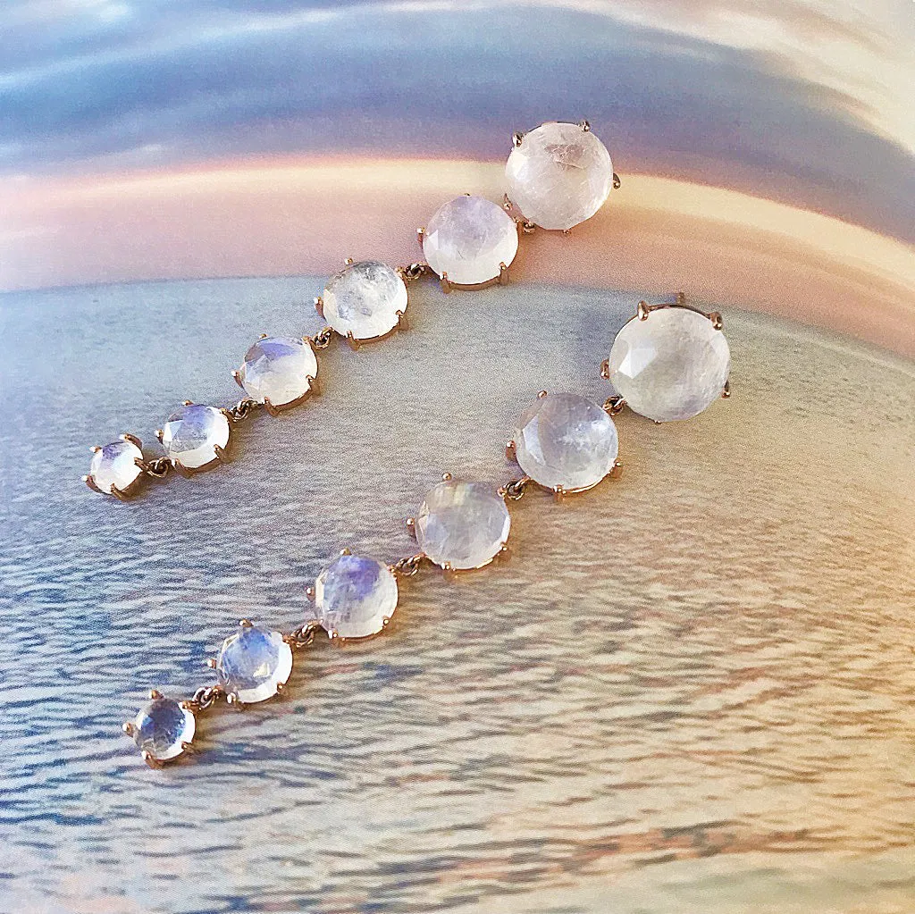 Rainbow Moonstone Cascade Post Earrings