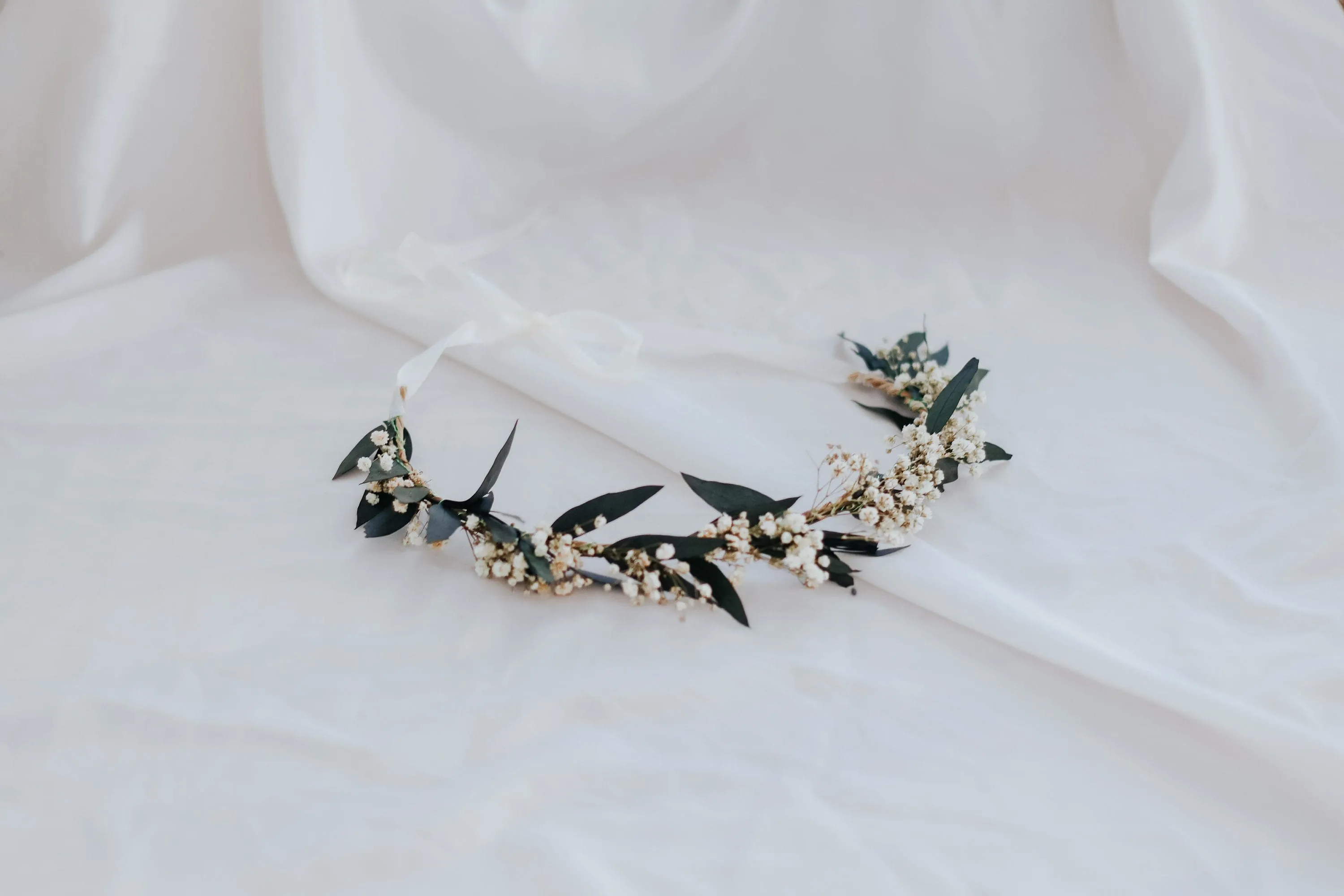Real Dried Eucalyptus Baby's Breath Crown / Gypsophila Crown / Real Dried Flowers Crown / Dried Wedding Crown