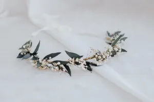 Real Dried Eucalyptus Baby's Breath Crown / Gypsophila Crown / Real Dried Flowers Crown / Dried Wedding Crown