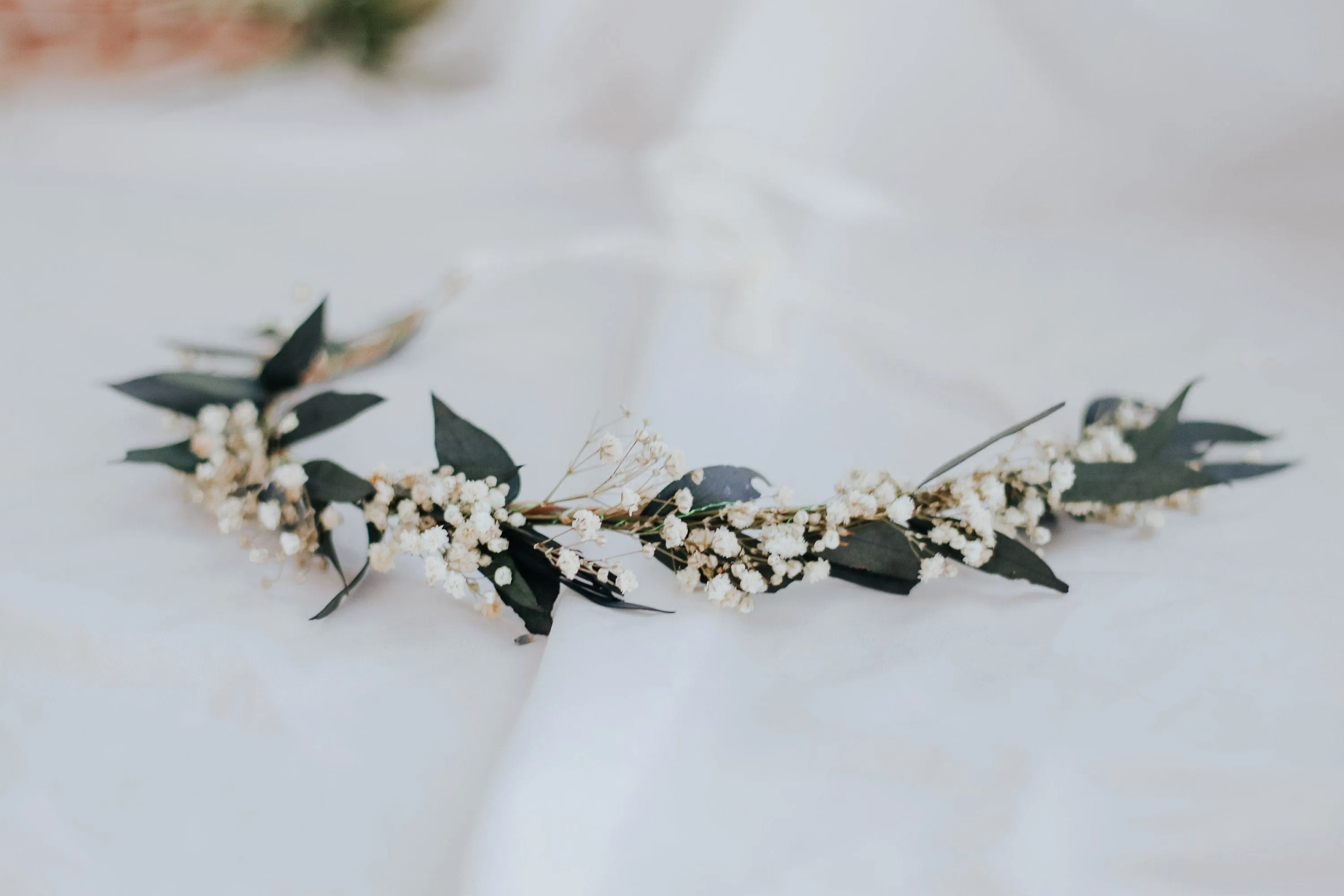 Real Dried Eucalyptus Baby's Breath Crown / Gypsophila Crown / Real Dried Flowers Crown / Dried Wedding Crown