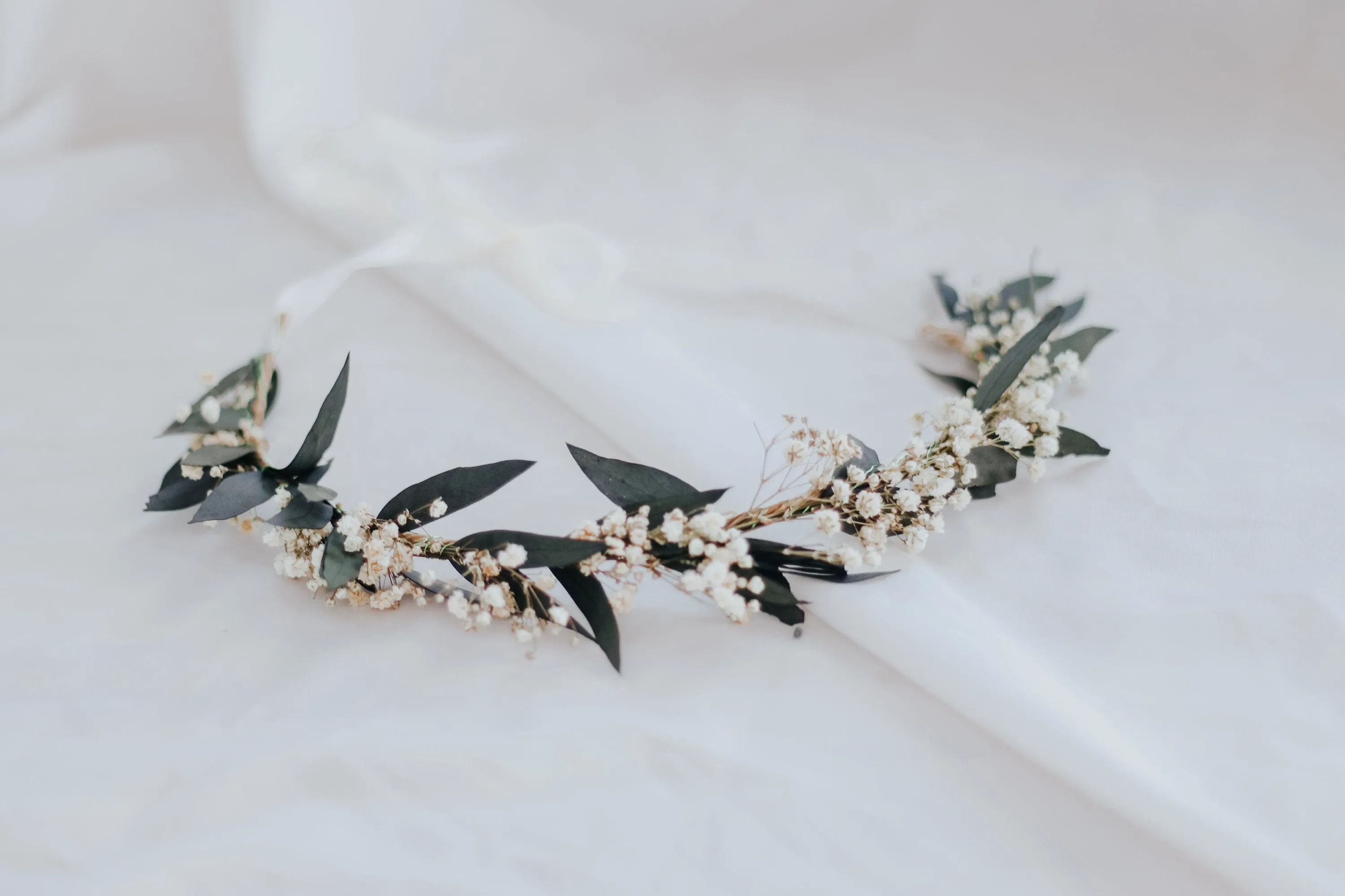 Real Dried Eucalyptus Baby's Breath Crown / Gypsophila Crown / Real Dried Flowers Crown / Dried Wedding Crown