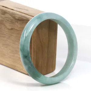 RealJade® Co. Blue Green Classic Real Jadeite Jade Bangle Bracelet (63.11mm) #386