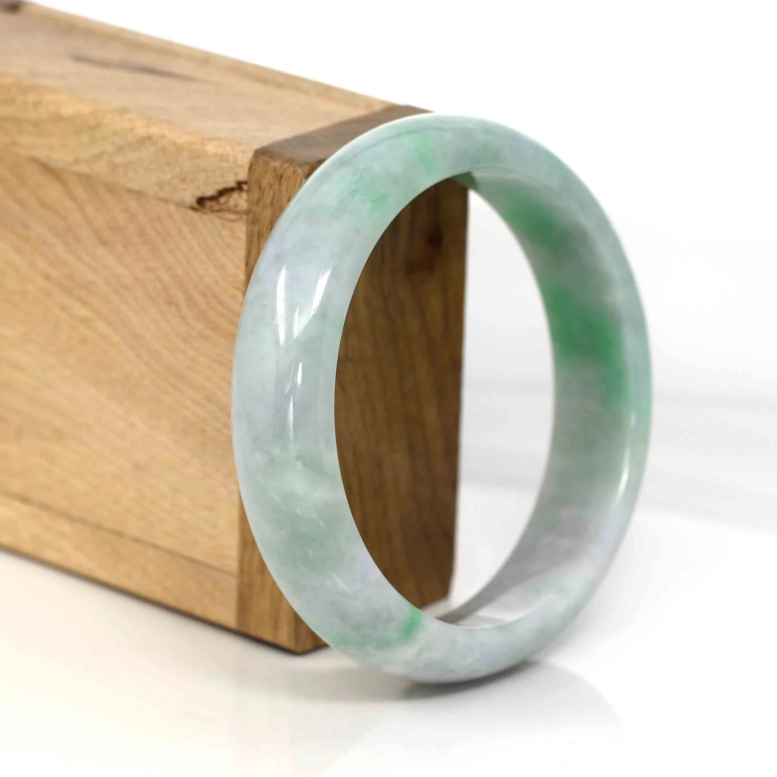RealJade® Co. Classic Lavender-Green Natural Burmese Jadeite Jade Bangle (58.73 mm )#328