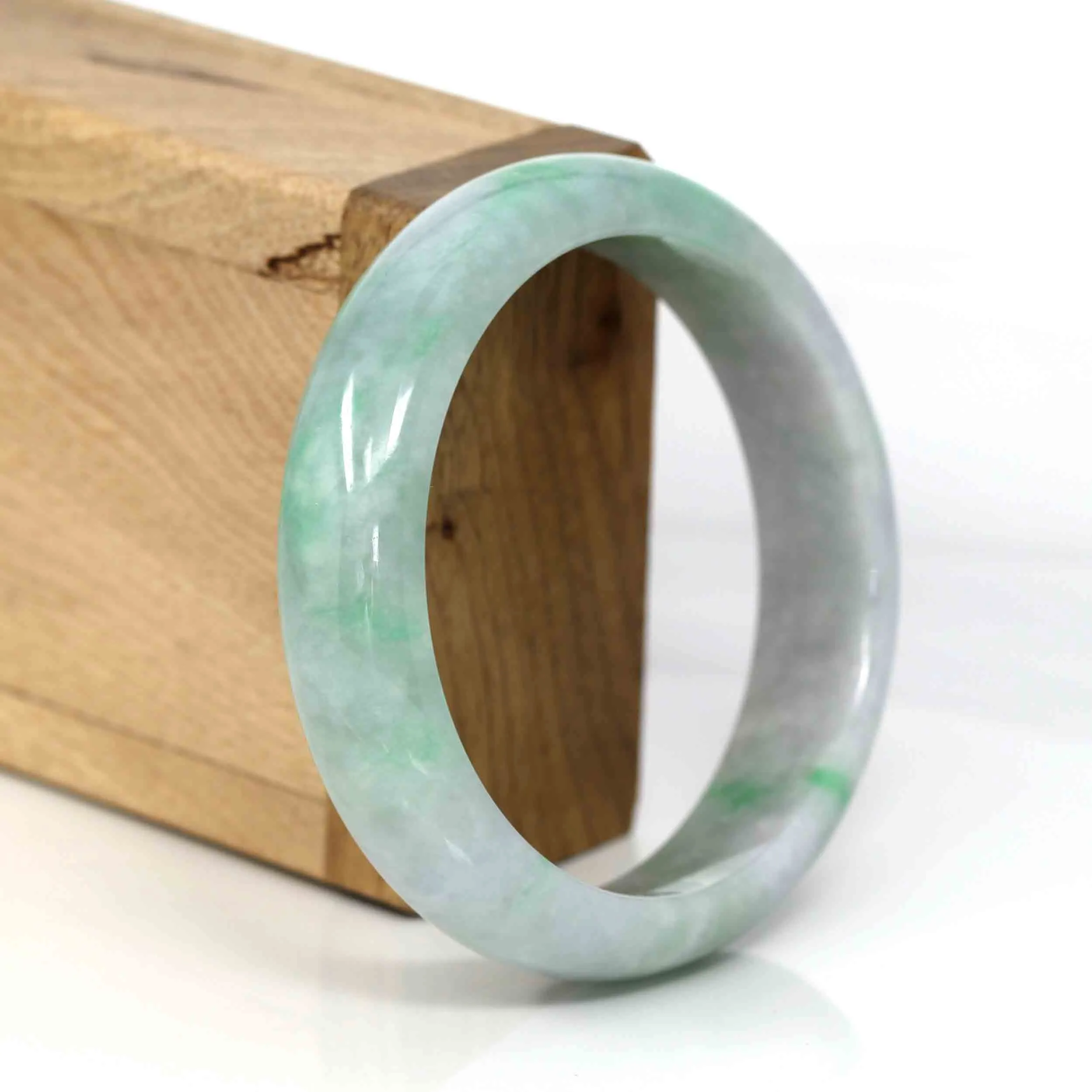 RealJade® Co. Classic Lavender-Green Natural Burmese Jadeite Jade Bangle (58.73 mm )#328