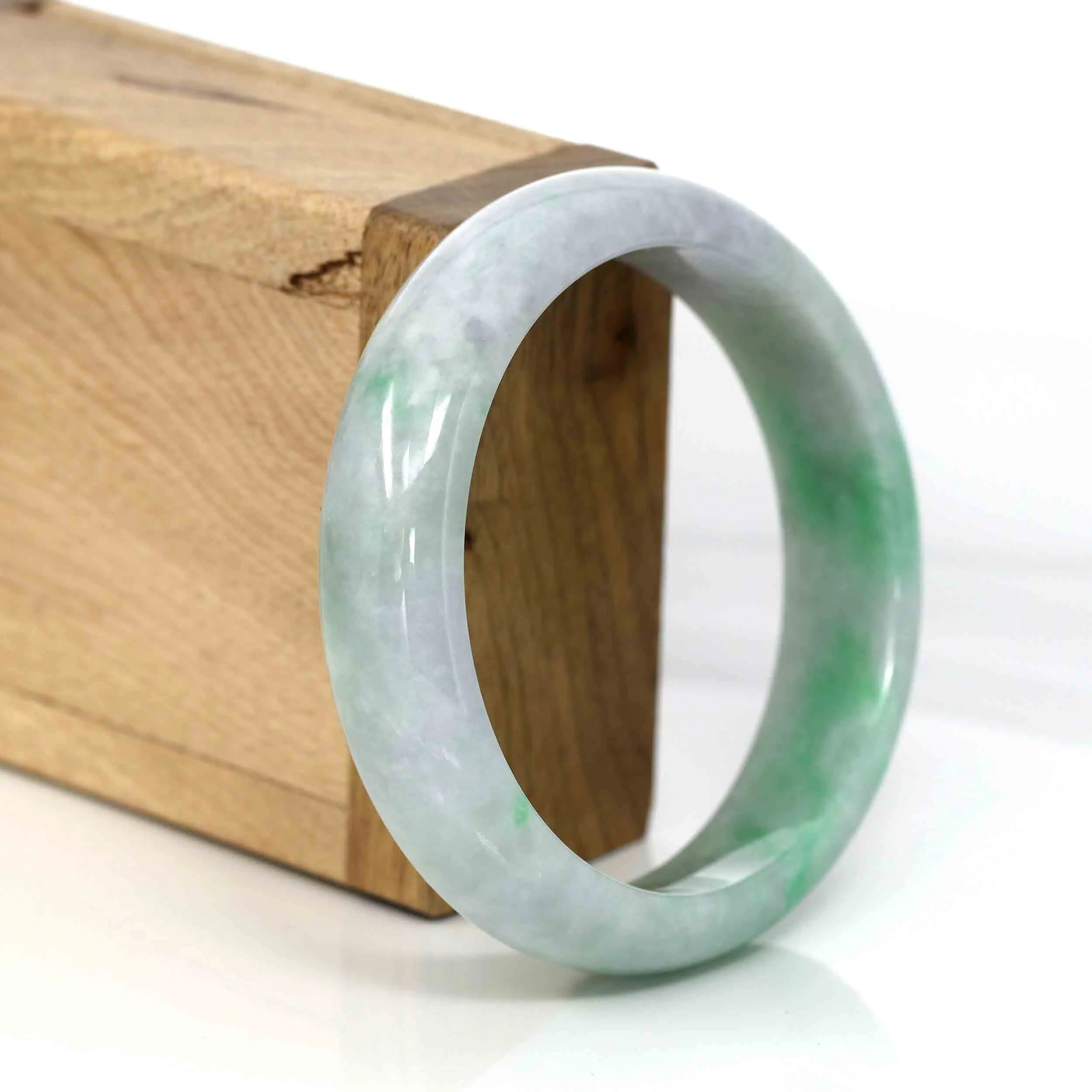 RealJade® Co. Classic Lavender-Green Natural Burmese Jadeite Jade Bangle (58.73 mm )#328
