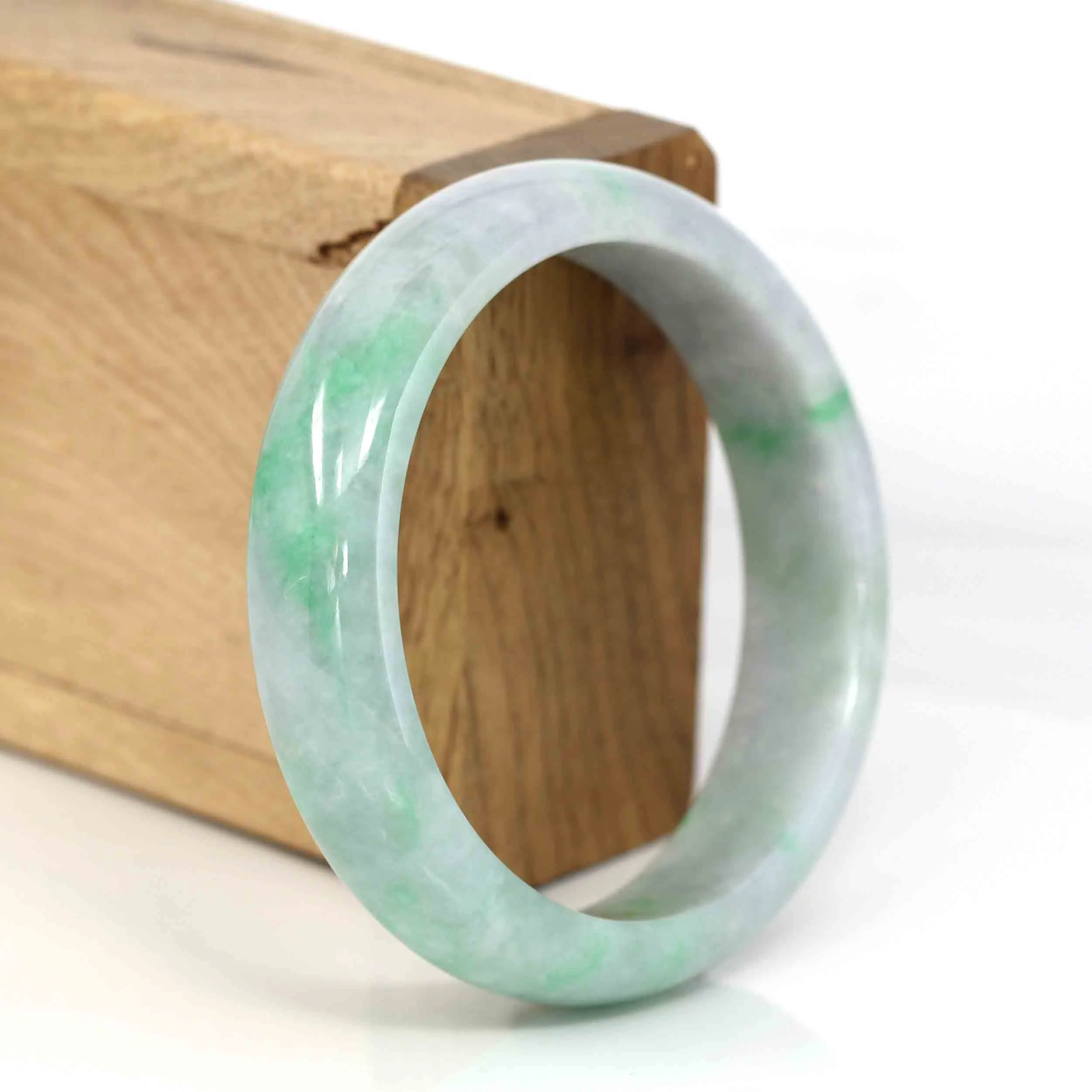 RealJade® Co. Classic Lavender-Green Natural Burmese Jadeite Jade Bangle (58.73 mm )#328