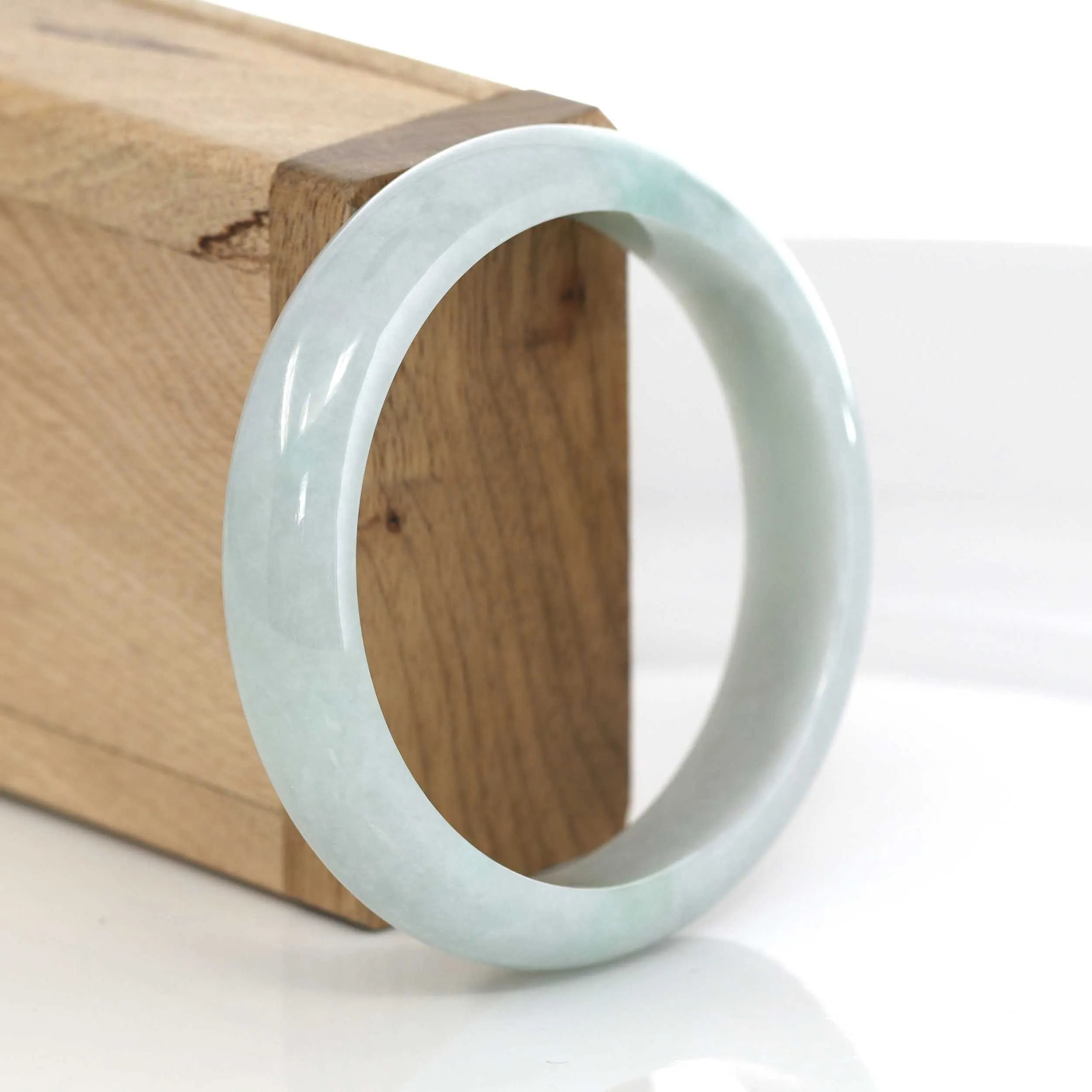 RealJade® Co. Classic Light Green Natural Burmese Jadeite Jade Bangle (56.93 mm) #643