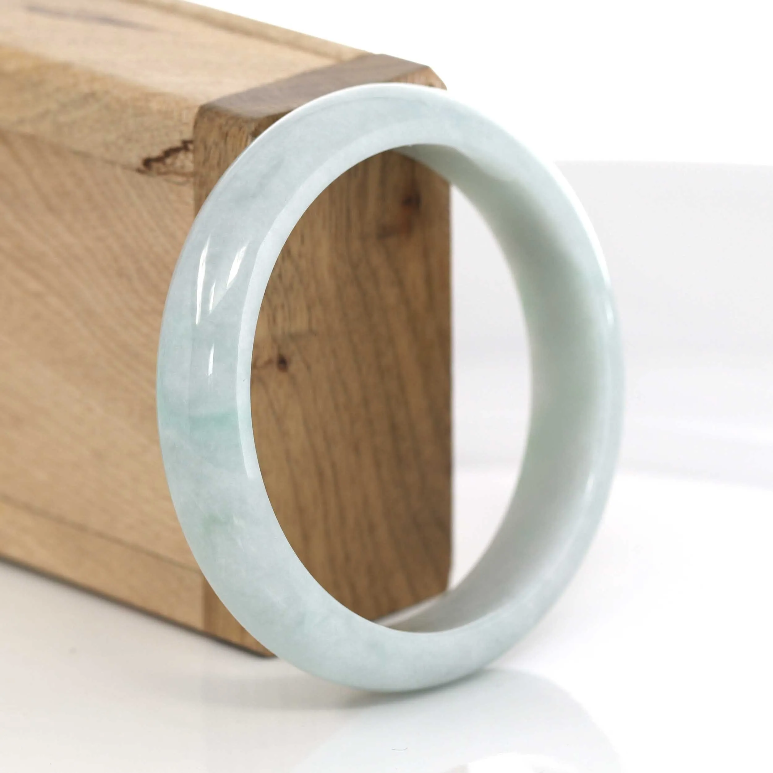 RealJade® Co. Classic Light Green Natural Burmese Jadeite Jade Bangle (56.93 mm) #643