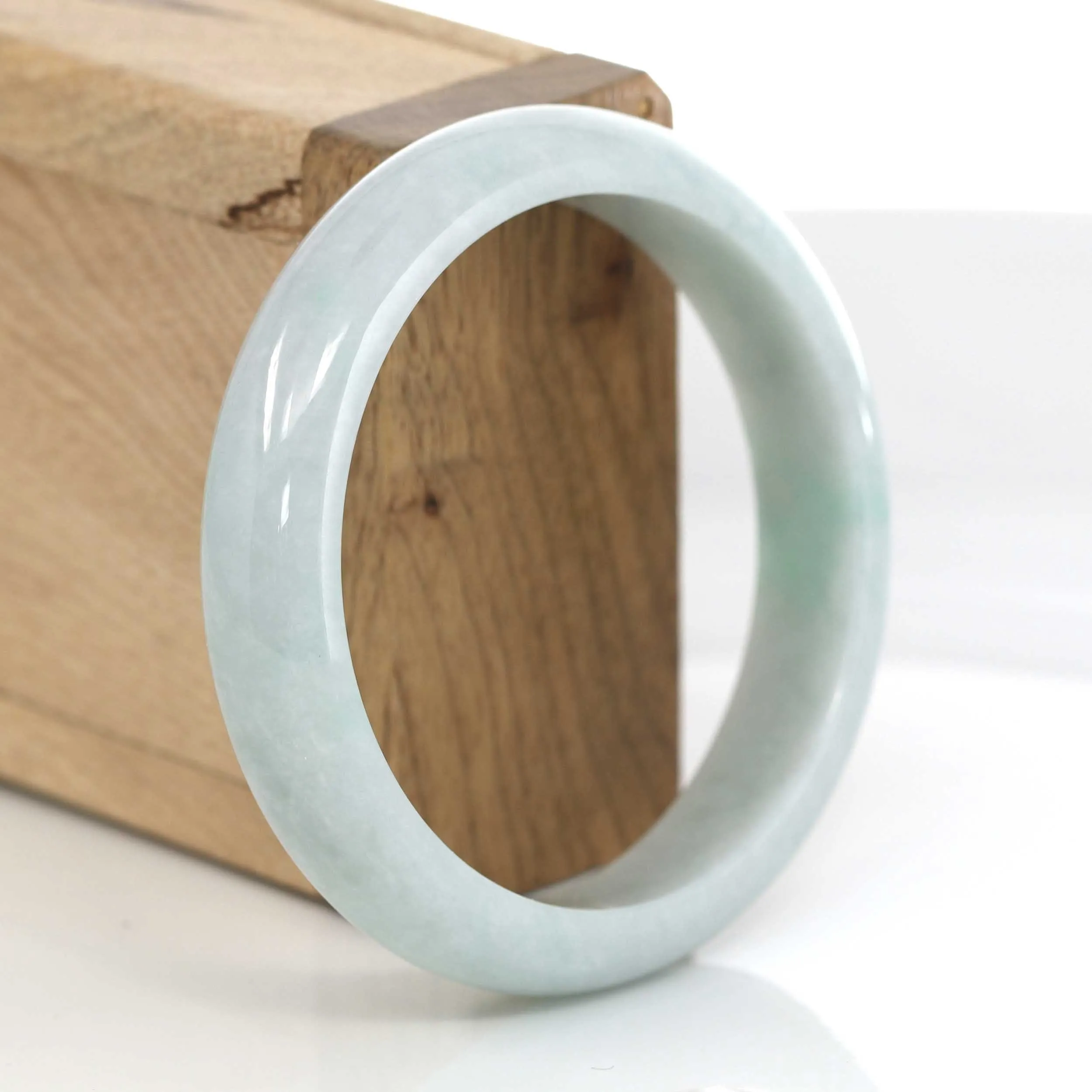 RealJade® Co. Classic Light Green Natural Burmese Jadeite Jade Bangle (56.93 mm) #643
