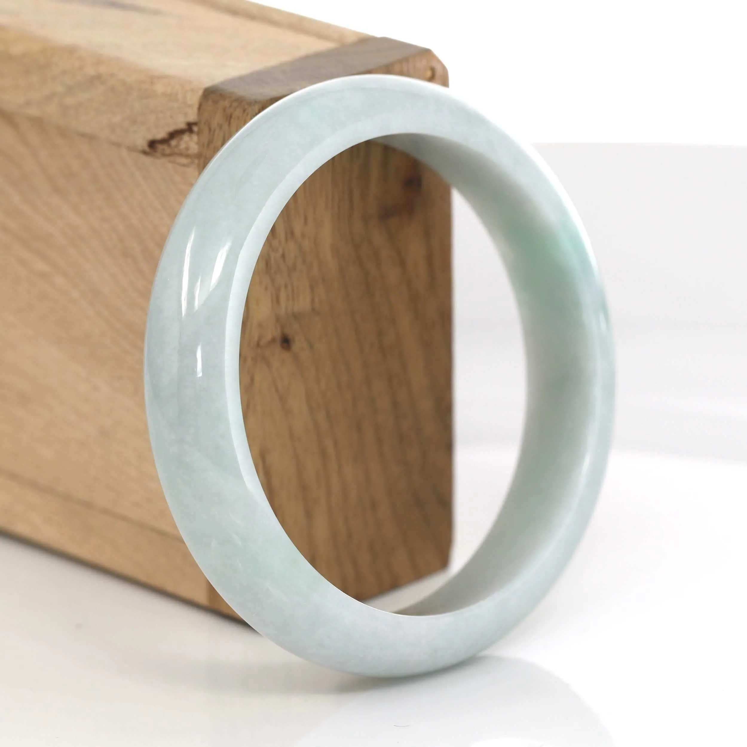 RealJade® Co. Classic Light Green Natural Burmese Jadeite Jade Bangle (56.93 mm) #643