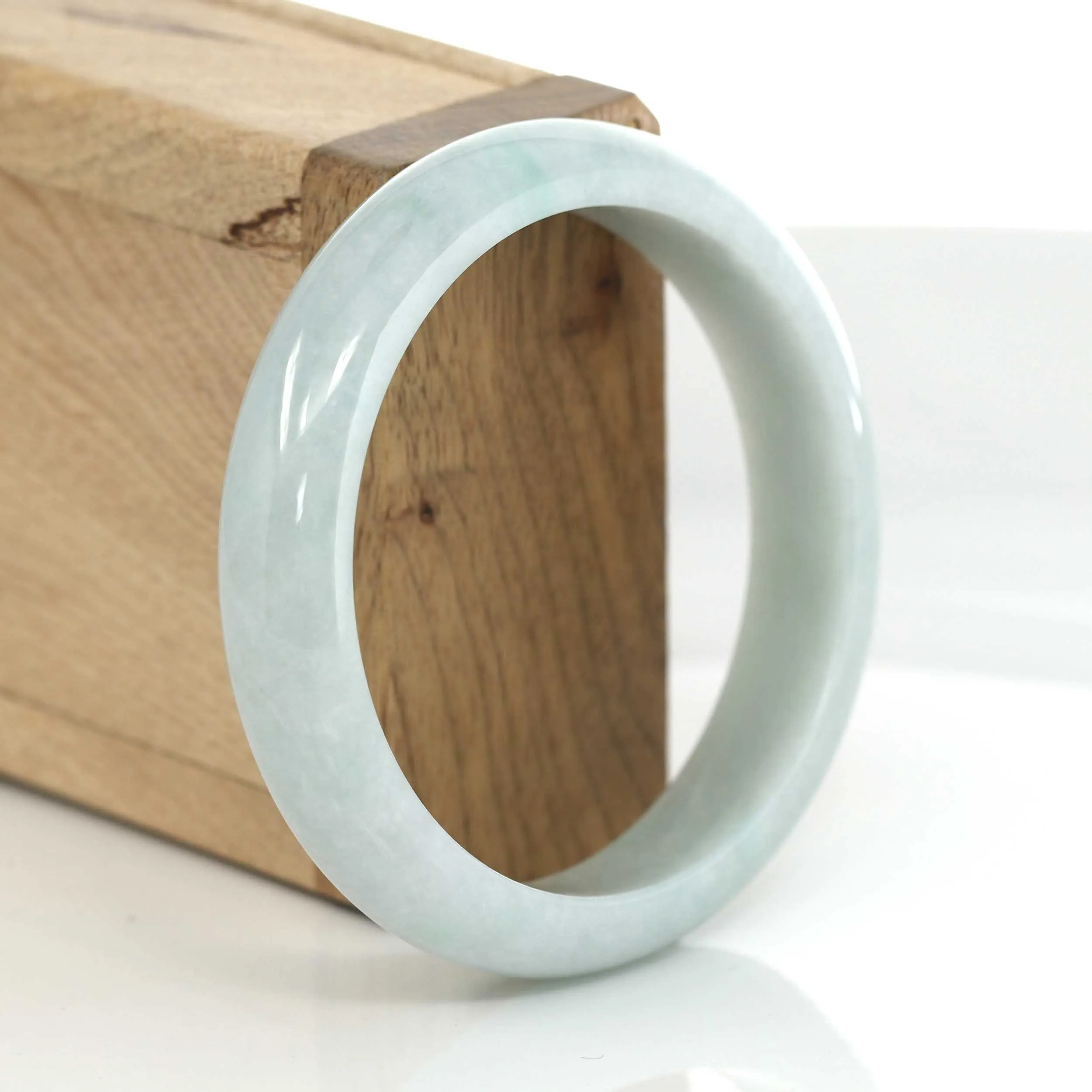 RealJade® Co. Classic Light Green Natural Burmese Jadeite Jade Bangle (56.93 mm) #643