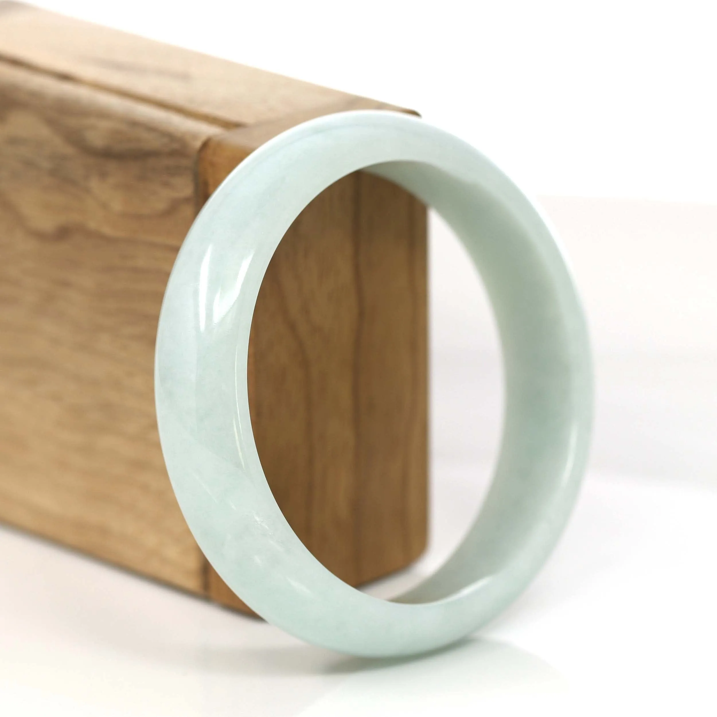 RealJade® Co. Classic White Jadeite Jade Wider Bangle Bracelet (59.23 mm) #762