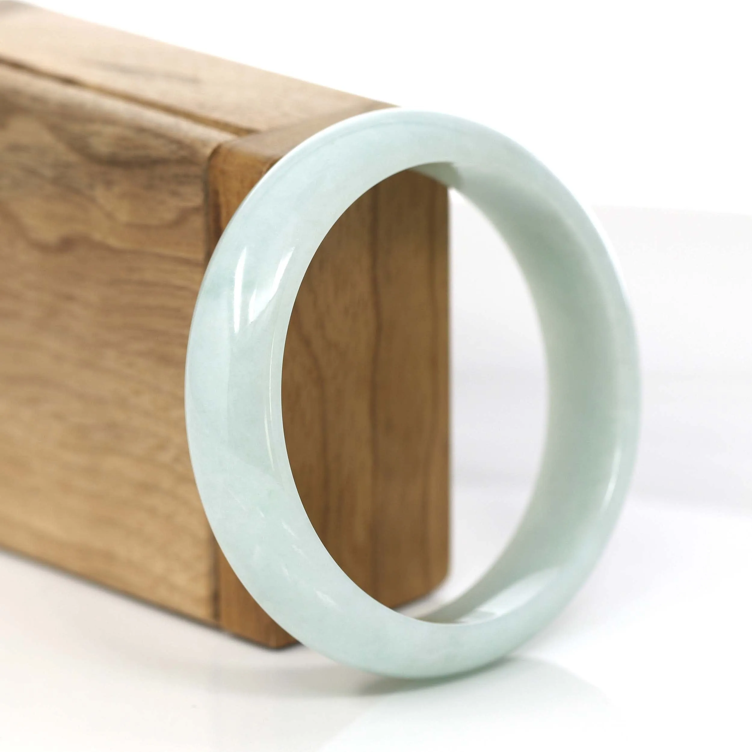 RealJade® Co. Classic White Jadeite Jade Wider Bangle Bracelet (59.23 mm) #762