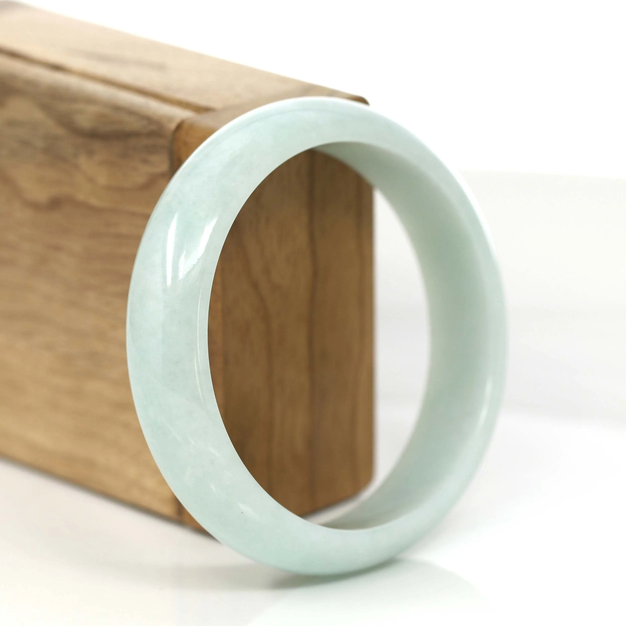 RealJade® Co. Classic White Jadeite Jade Wider Bangle Bracelet (59.23 mm) #762