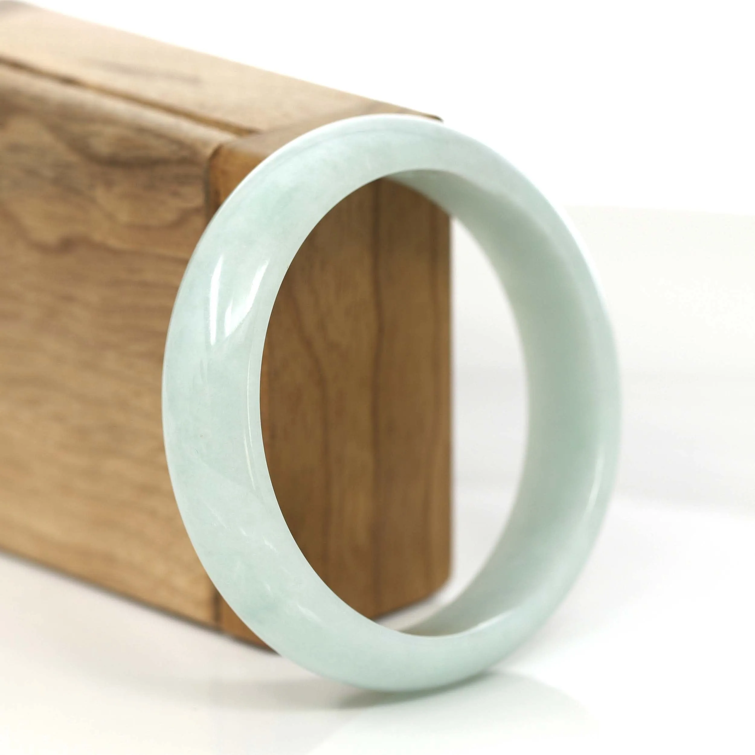 RealJade® Co. Classic White Jadeite Jade Wider Bangle Bracelet (59.23 mm) #762