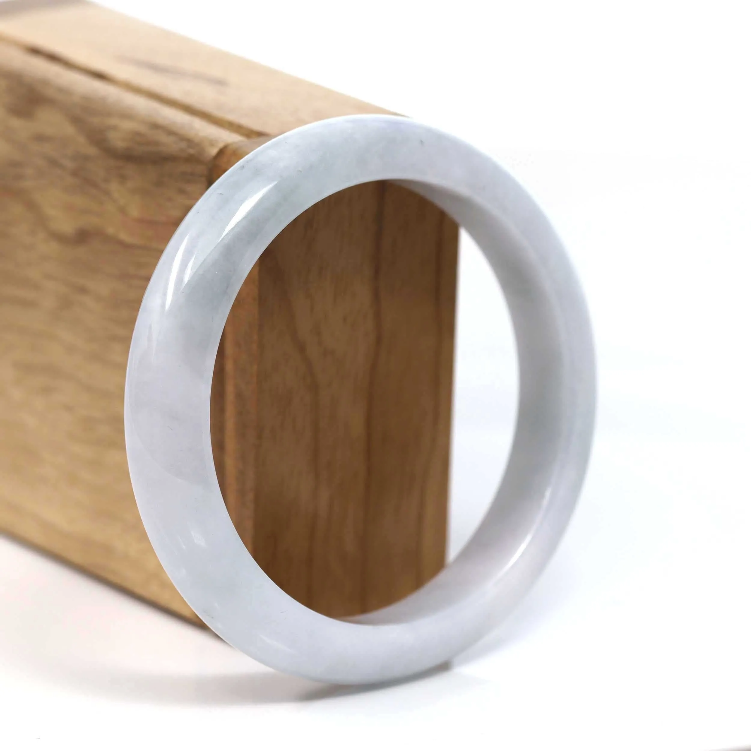 RealJade® Co. "Classic Bangle" Light Lavender Natural Jadeite Jade Bangle (58.57 mm)#T214