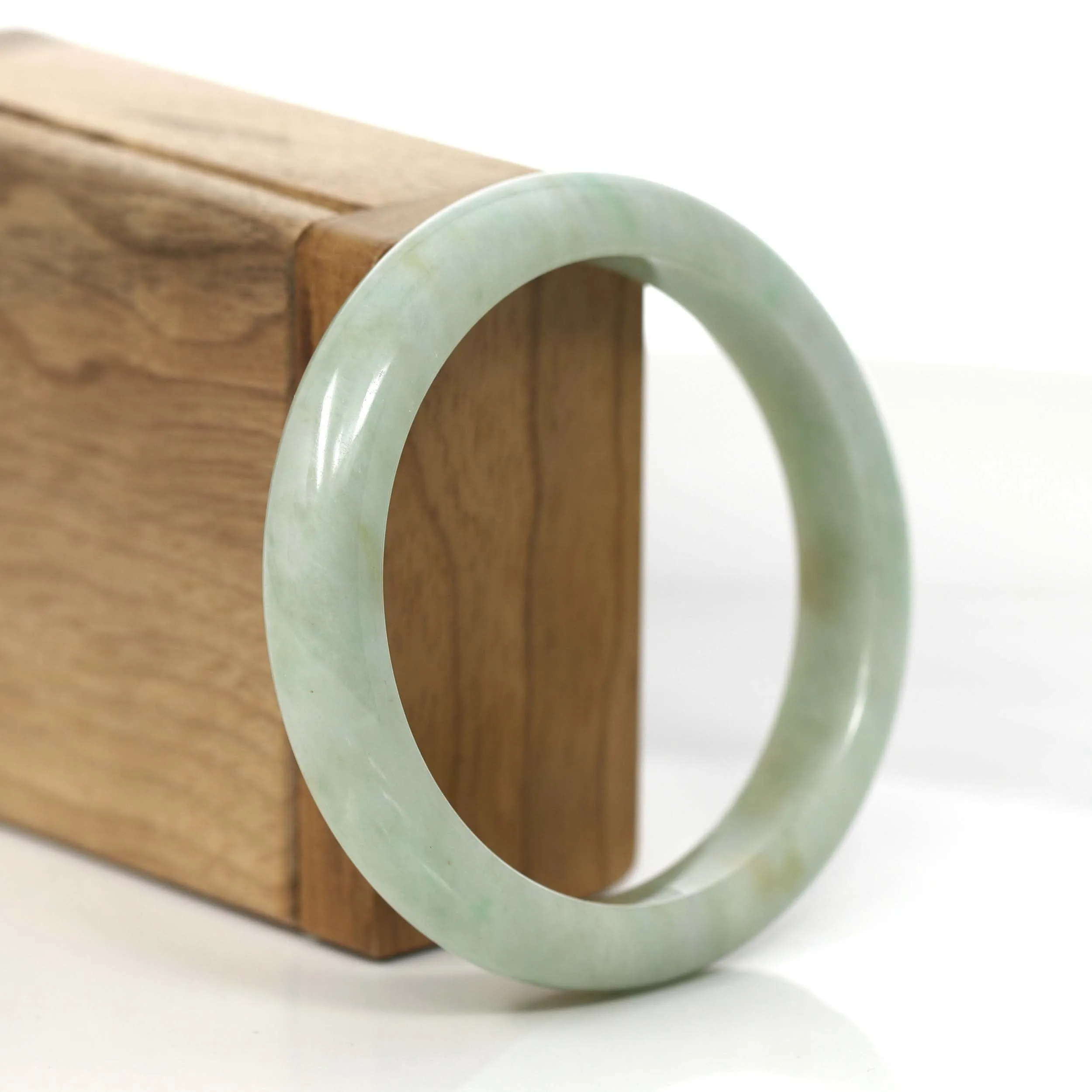 RealJade® Co.  "Classic Bangle" Yellow Green Natural Burmese Jadeite Jade Bangle ( 57.62) mm )#817