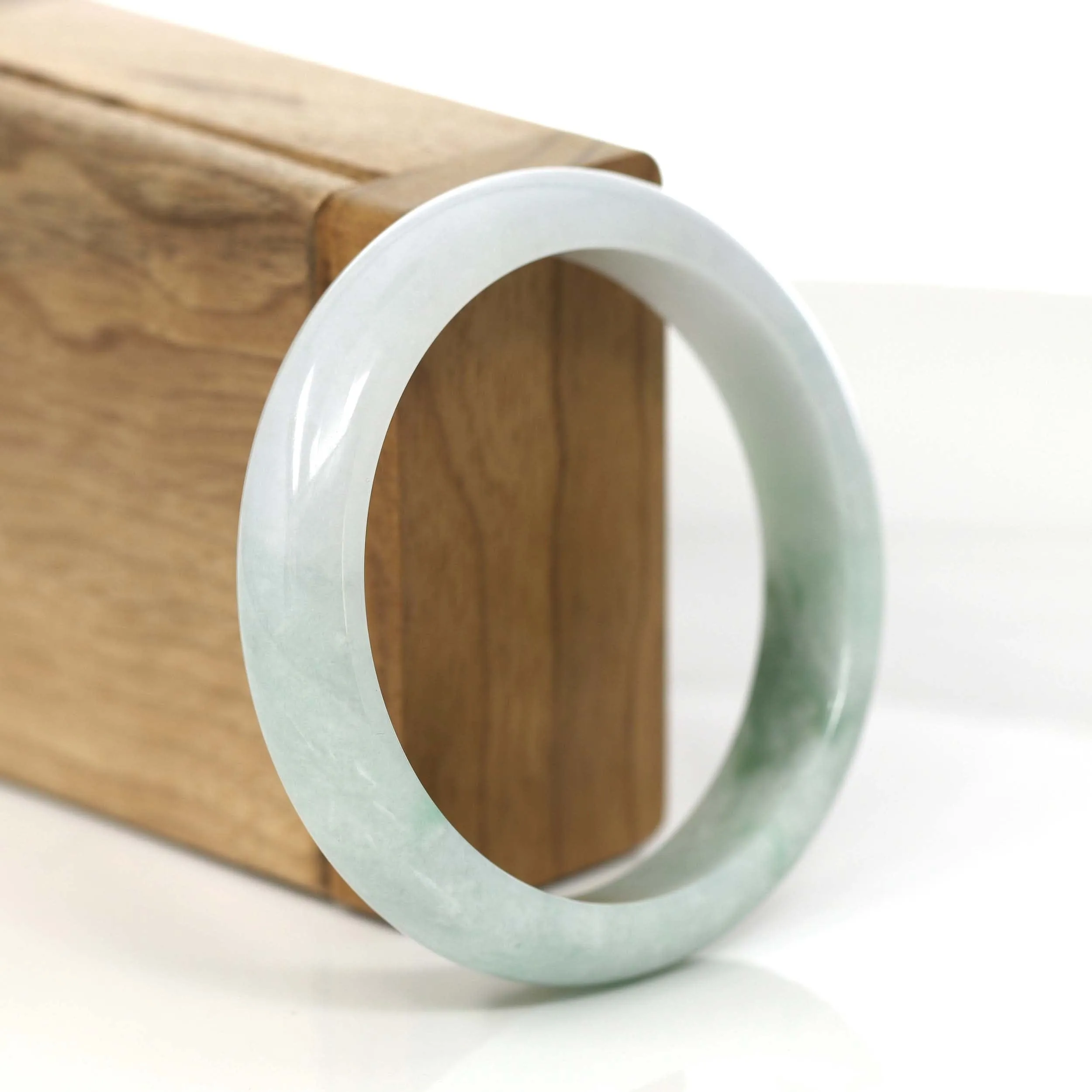 RealJade® Co. "Princess Half Round" Blue- Green Jadeite Jade Bangle Bracelet (57.35 mm) #789